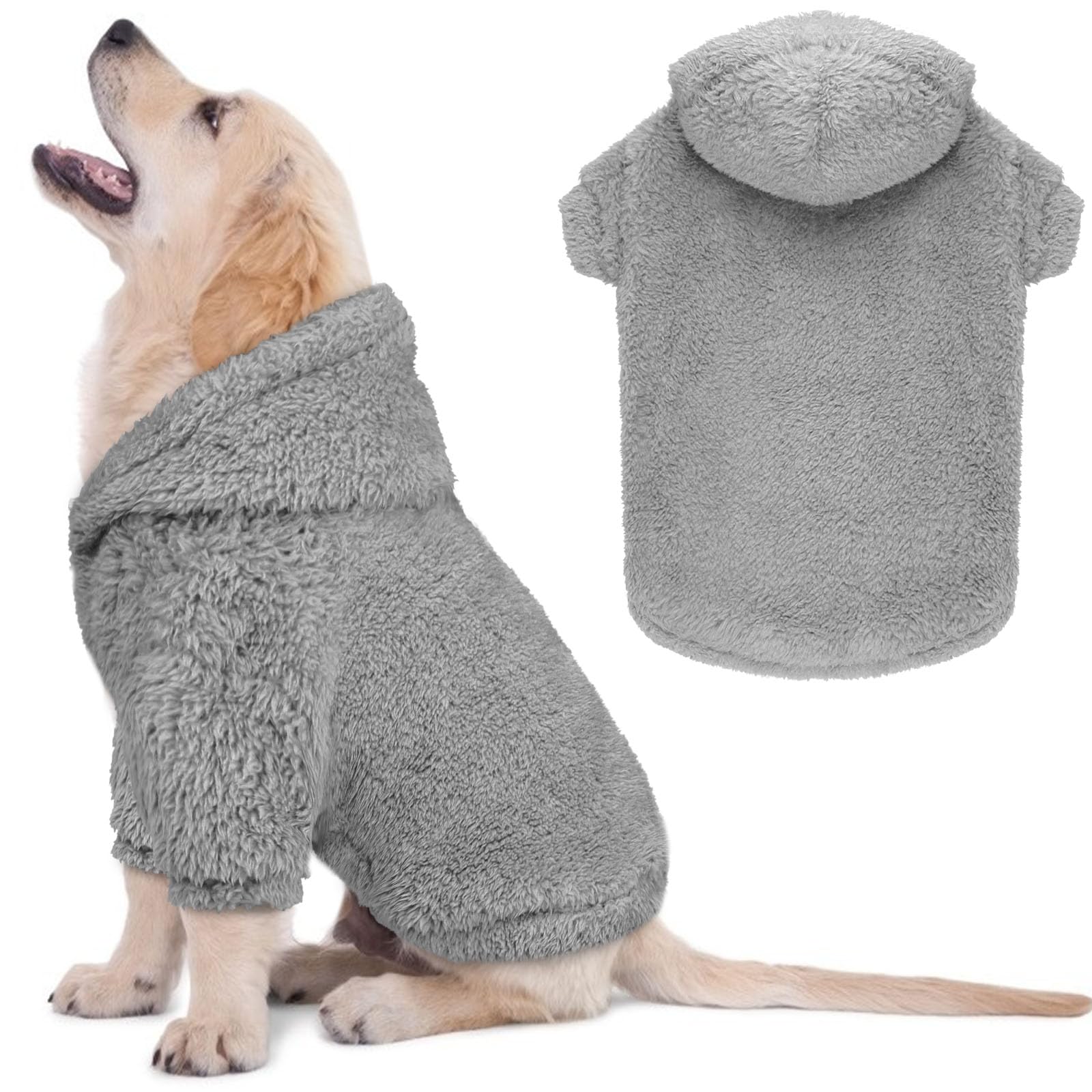 Fuzzy Dog Hoodie Dog Sweaters For Small Dogs Soft Double-Sided Plush Fleece Dog Sweater Dog Clothes Dog Coats Dog Hoodie Sherpa 