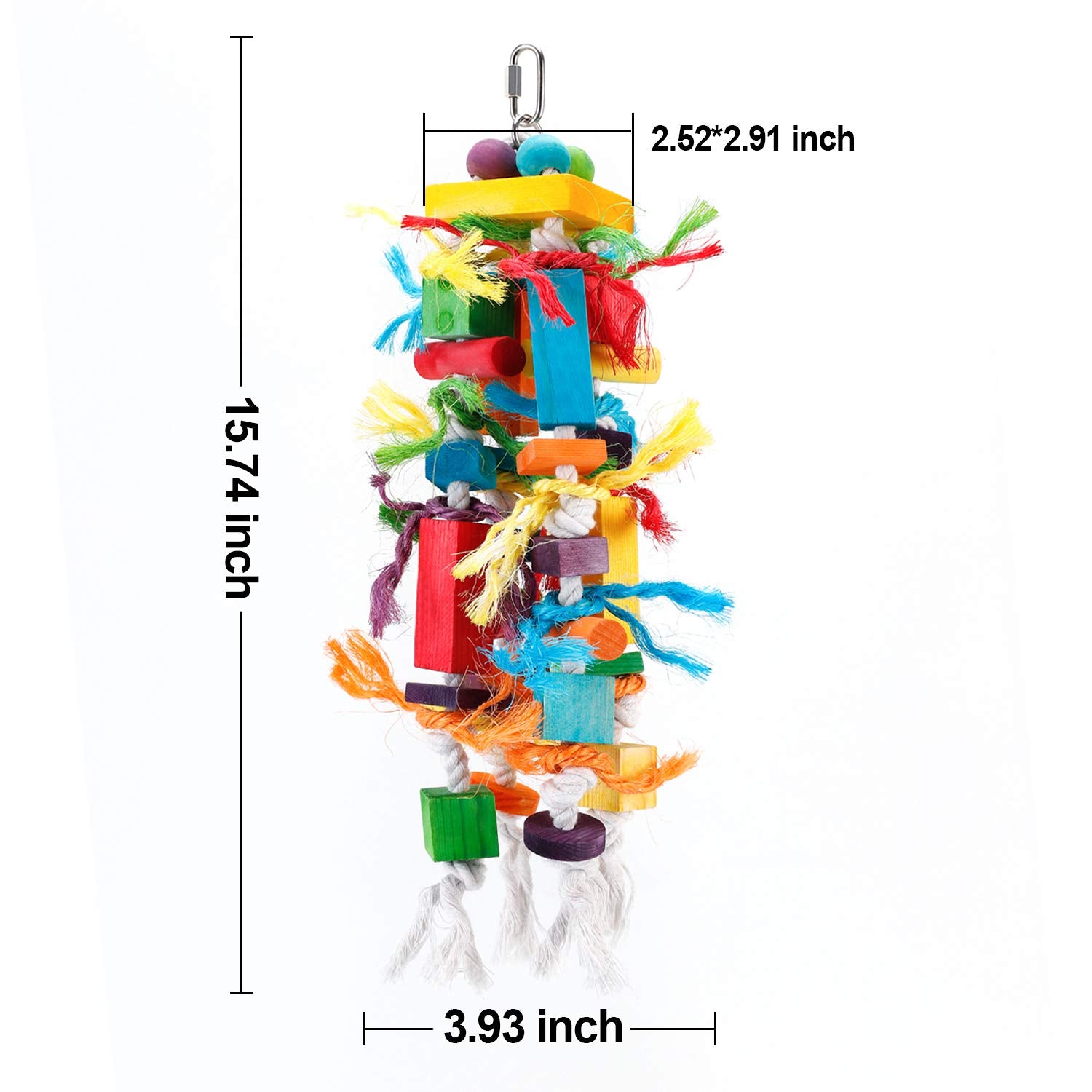 Crmada Bird Toys, Parrot Chewing Toy, Multicolored Wooden Blocks Tearing Toys For African Grey Cockatiel Cockatoo And Medium Parrot