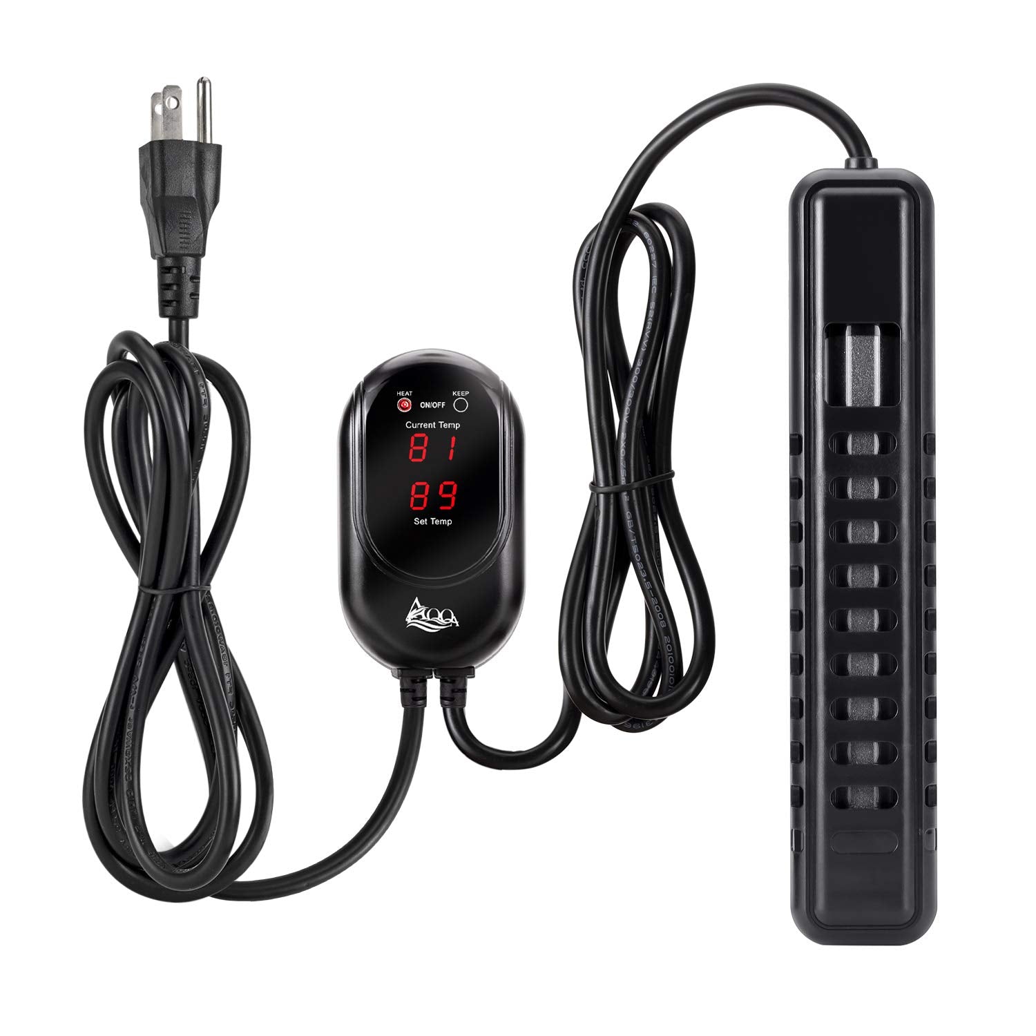 Aqqa Submersible Aquarium Heater,100W/200W/300W/500W/800W/1000W/1200W Fish Tank Heater,External Temperature Controller Led Temperature Display,Suitable For Saltwater And Freshwater(300W)