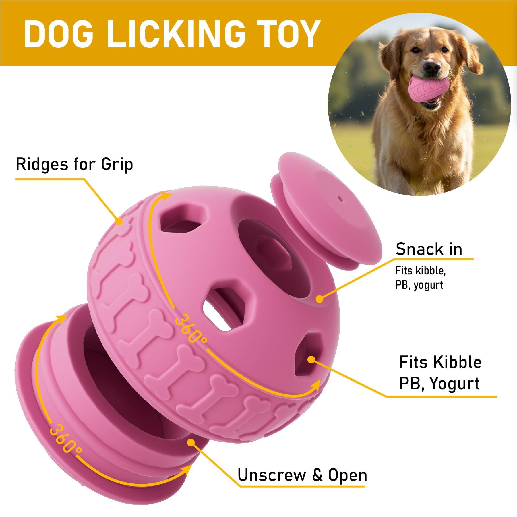 YOUAWE Frozen Treat Dispensing Dog Toys, Enrichment Licking & Puzzle Feeder, Sturdy Rubber Interactive Dog Toys, Dog Chew Toy fo