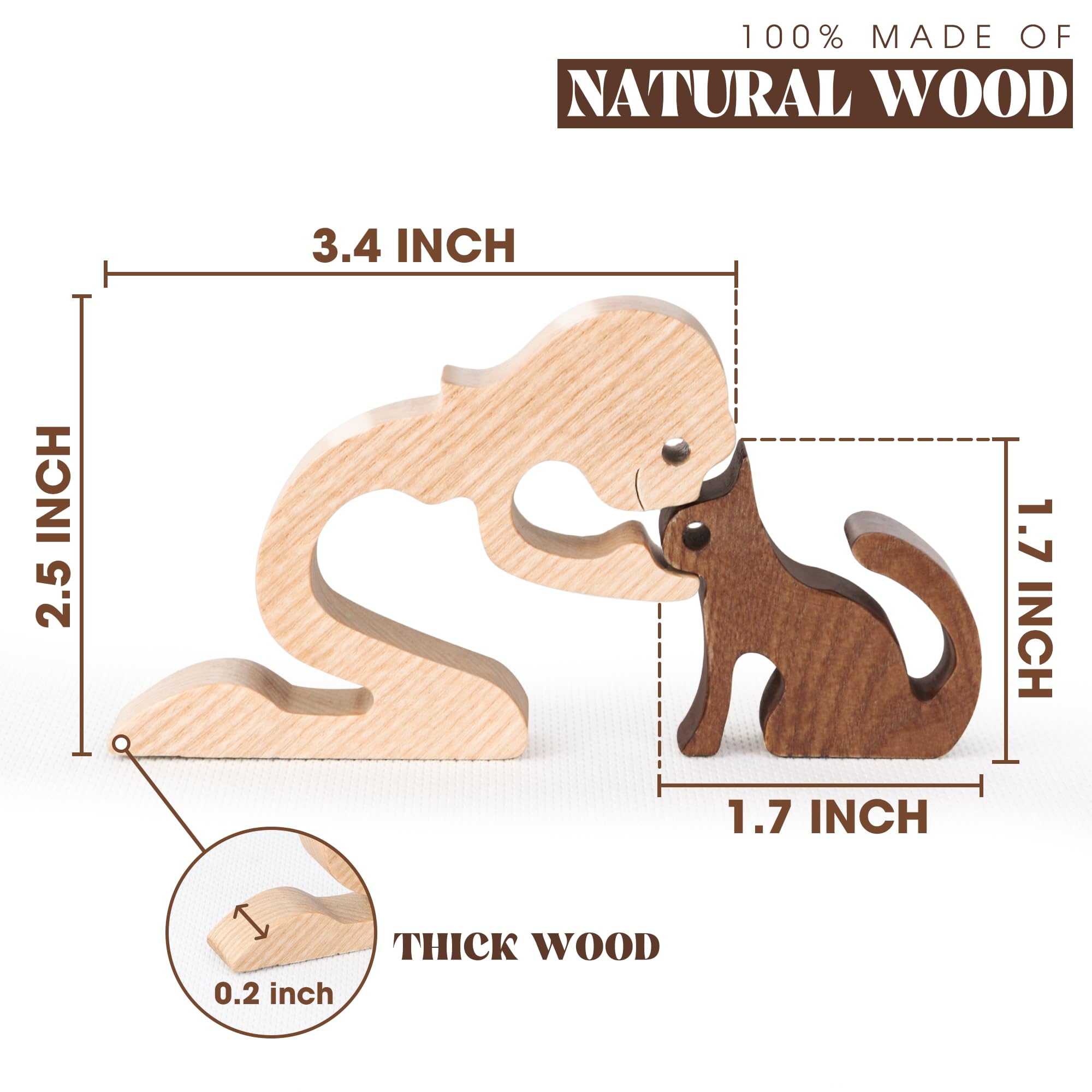 Sensuniq Cat Memorial Gifts, Handcrafted Wooden Cat Tribute Figurine, Gift For Loss Of Cat - Once By My Side Forever In My Heart