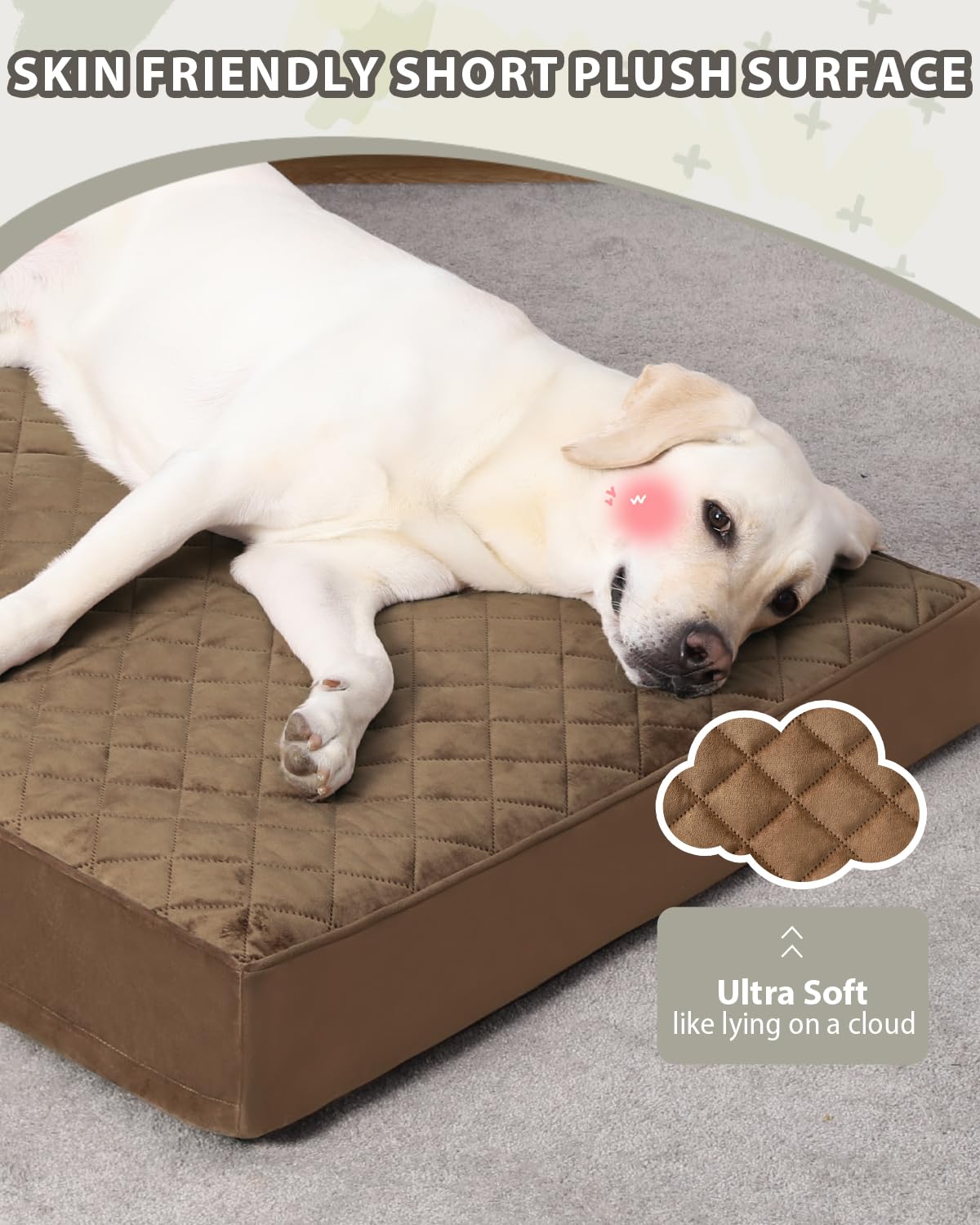 Nupida Orthopedic Dog Beds For Extra Large Dogs Waterproof With Removable Washable Cover And Non-Slip Bottom, Quilting Dog Mattr