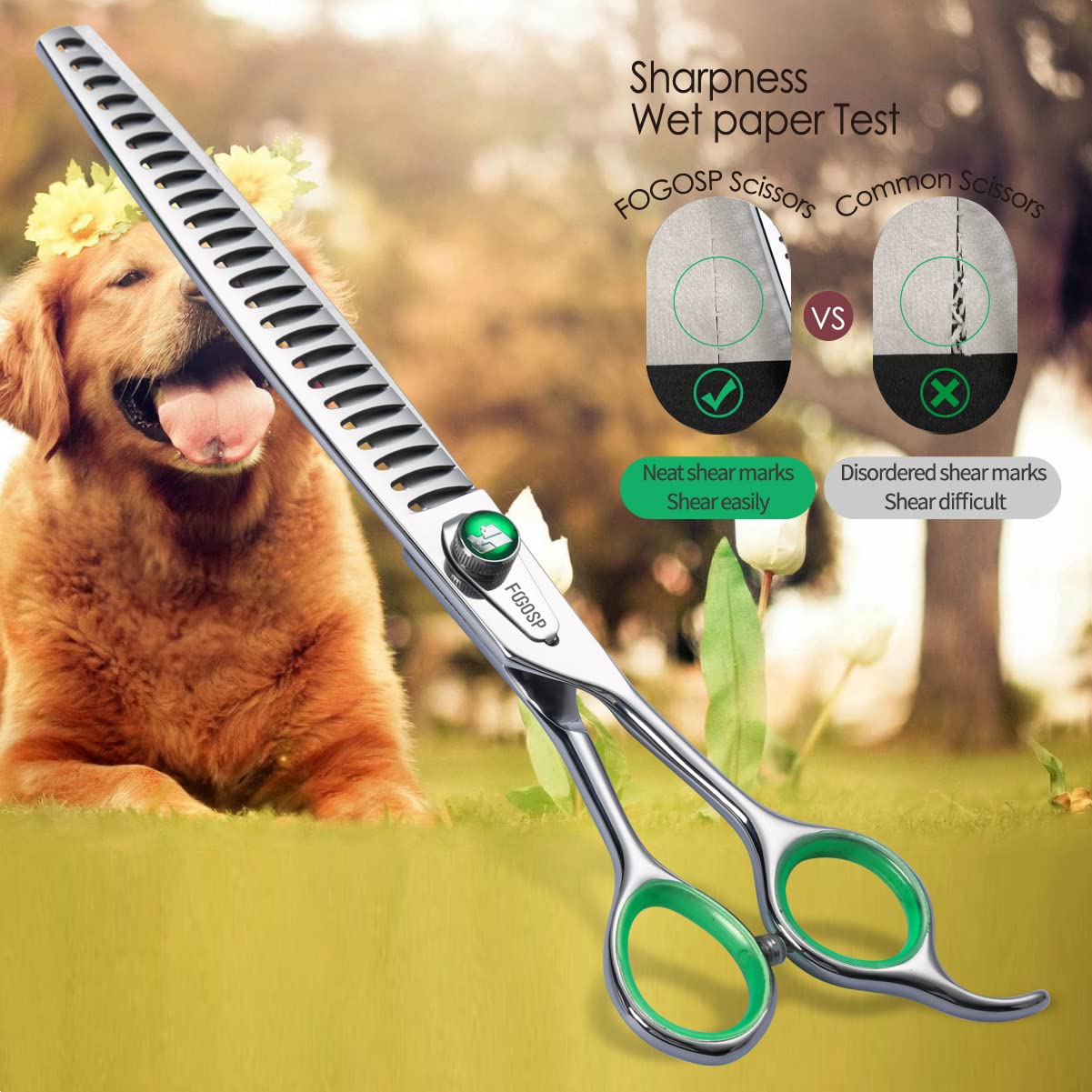Fogosp Professional Chunkers Shears For Dogs 7 Inch Thinning Shears For Dogs Cats Pet Grooming Scissors Japanese 440C Stainless Steel 70% Thinning Rate 18 Teeth