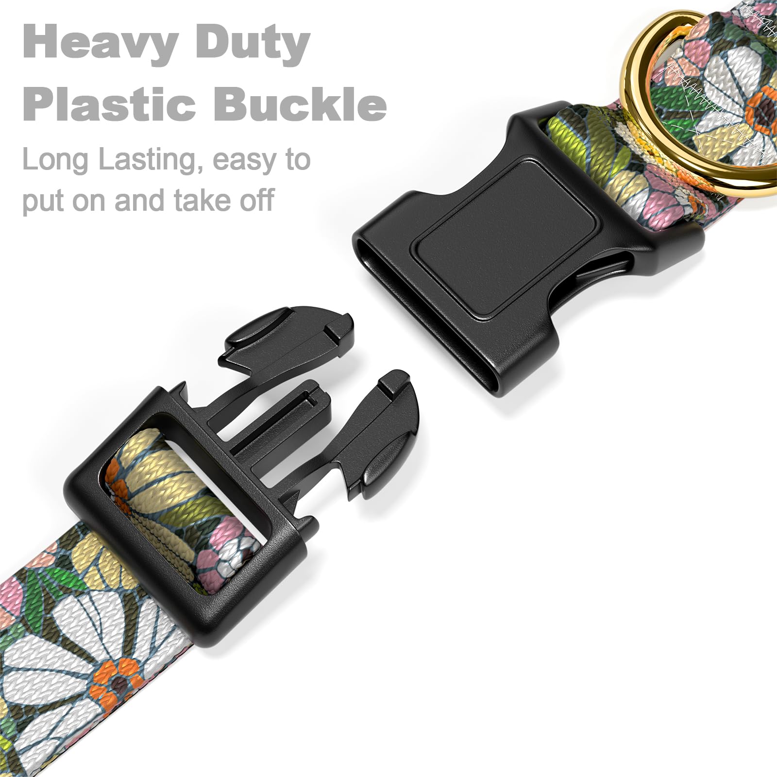 Rnivvi Dog Collar For Small Dogs, Floral Heavy Duty Adjustable Puppy Collar With Quick Release Buckle For Girl & Female, Pet Acc