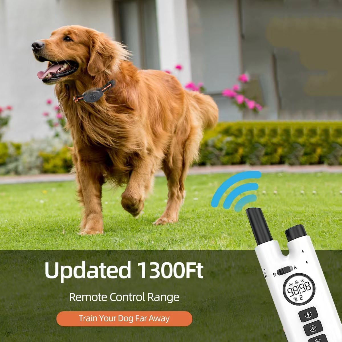 GPJYNR 2-in-1 Waterproof Bark Collar with Remote, 3 Training Modes & 1300Ft Range for Small Medium Large Dogs (W6400-2)