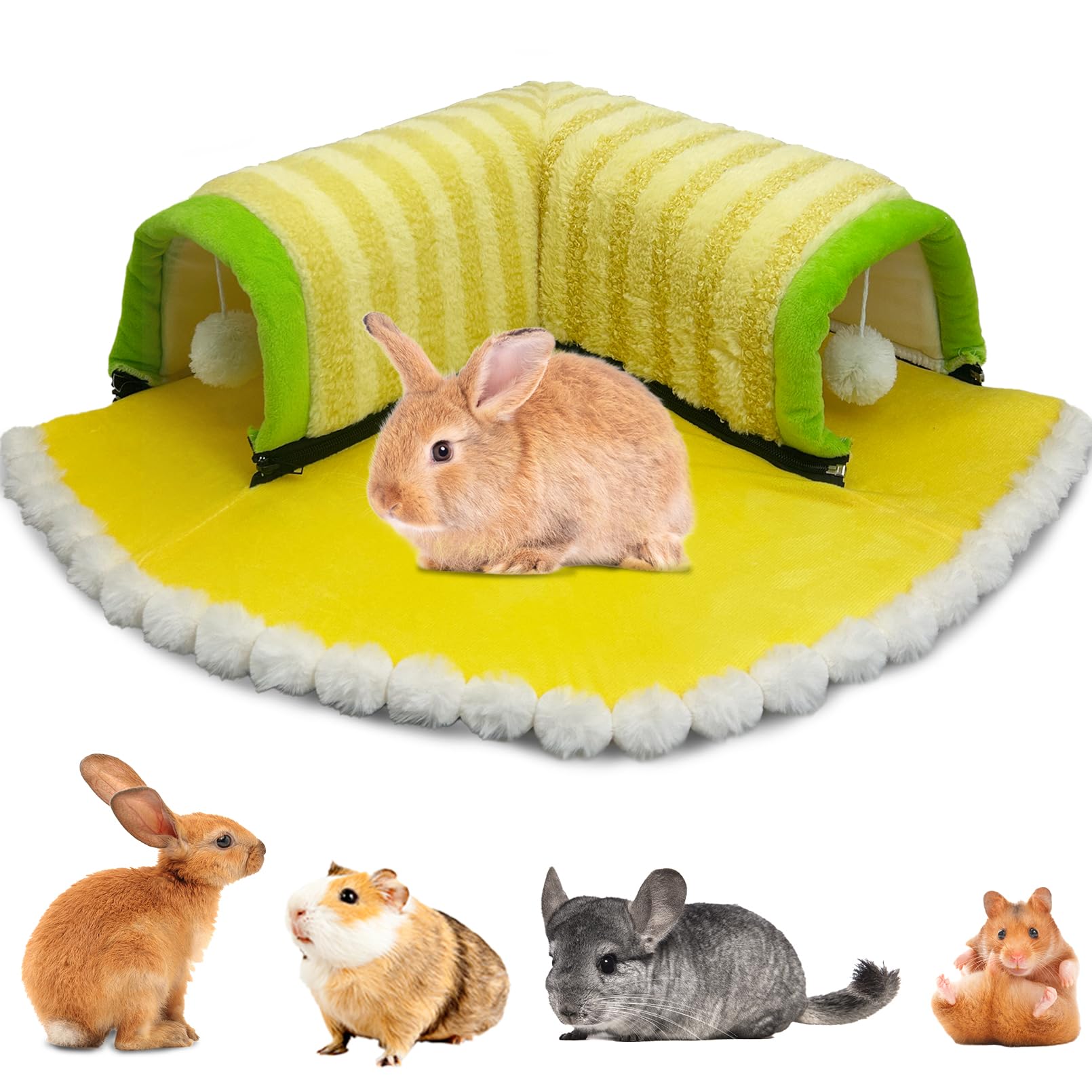 Pinvnby Guinea Pig Hideout Tunnel Bed Washable & Removable Rabbit Tunnel Tubes Cozy Small Animal Tunnel Toys Guinea Pig Accessor