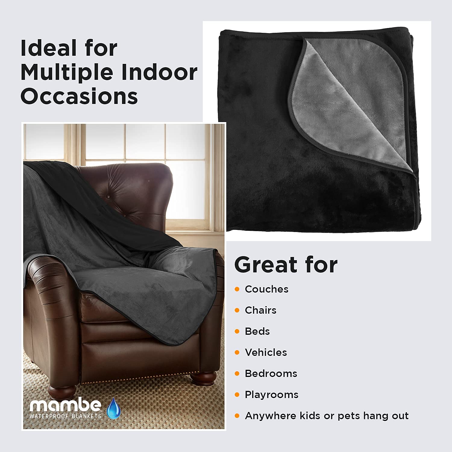 Mambe Large And Long Indoor Blanket Merlot - Soft And Silky Waterproof Throw - Machine Washable Fleece - For Protecting Furnitur
