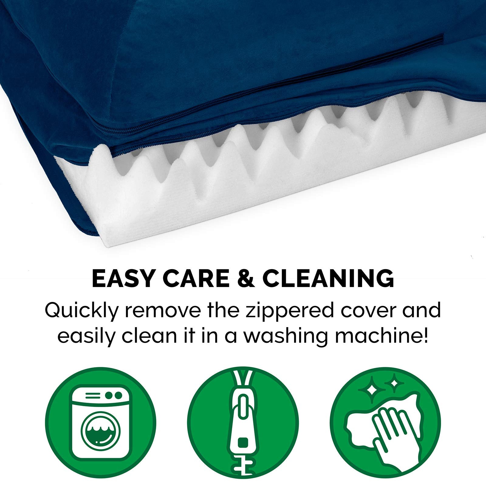 Furhaven Orthopedic Dog Bed For Large/Medium Dogs W/ Removable Bolsters & Washable Cover, For Dogs Up To 55 Lbs - Plush & Velvet L Shaped Chaise - Deep Sapphire, Large