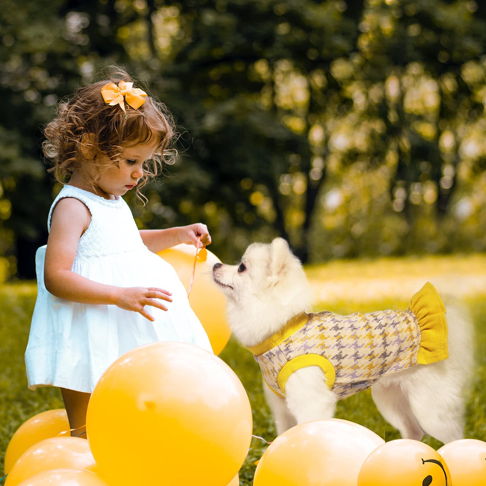 Tony Hoby Dog Dress, Dog Sweater Dress With Leash Hole, Dog Party Dress, Dog Princess Skirt For Small Medium Dog (Yellow, Xl)