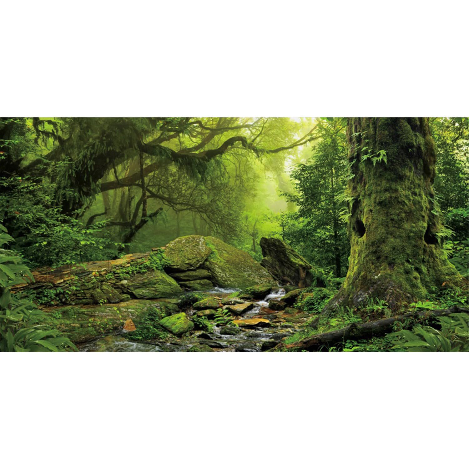 AWERT Tropical Forest Terrarium Background Stream Green Huge Tree Reptile Habitat Background Foggy Rainforest Aquarium Backgroun