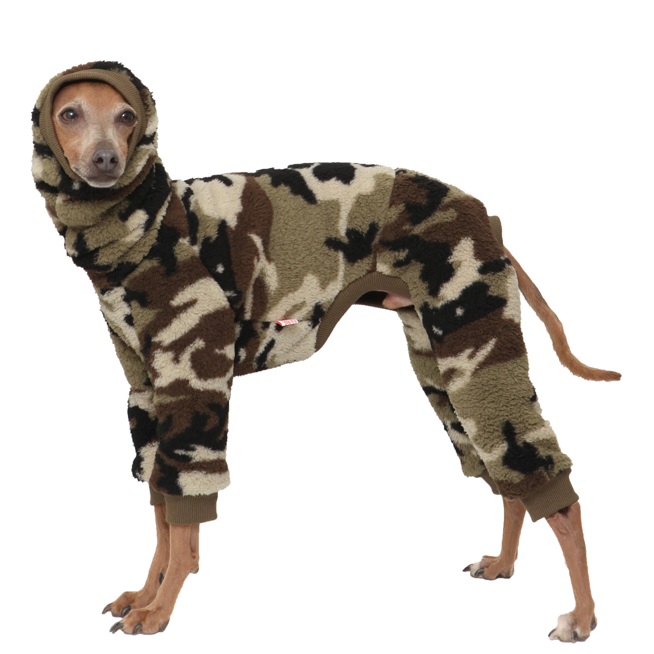D DOGGY STAR Italian Greyhound Sweater Turtleneck Outfit Camo Warm Fleece Onesie Clothes Whippet for Dog Coat (XL,FLC Green Camo