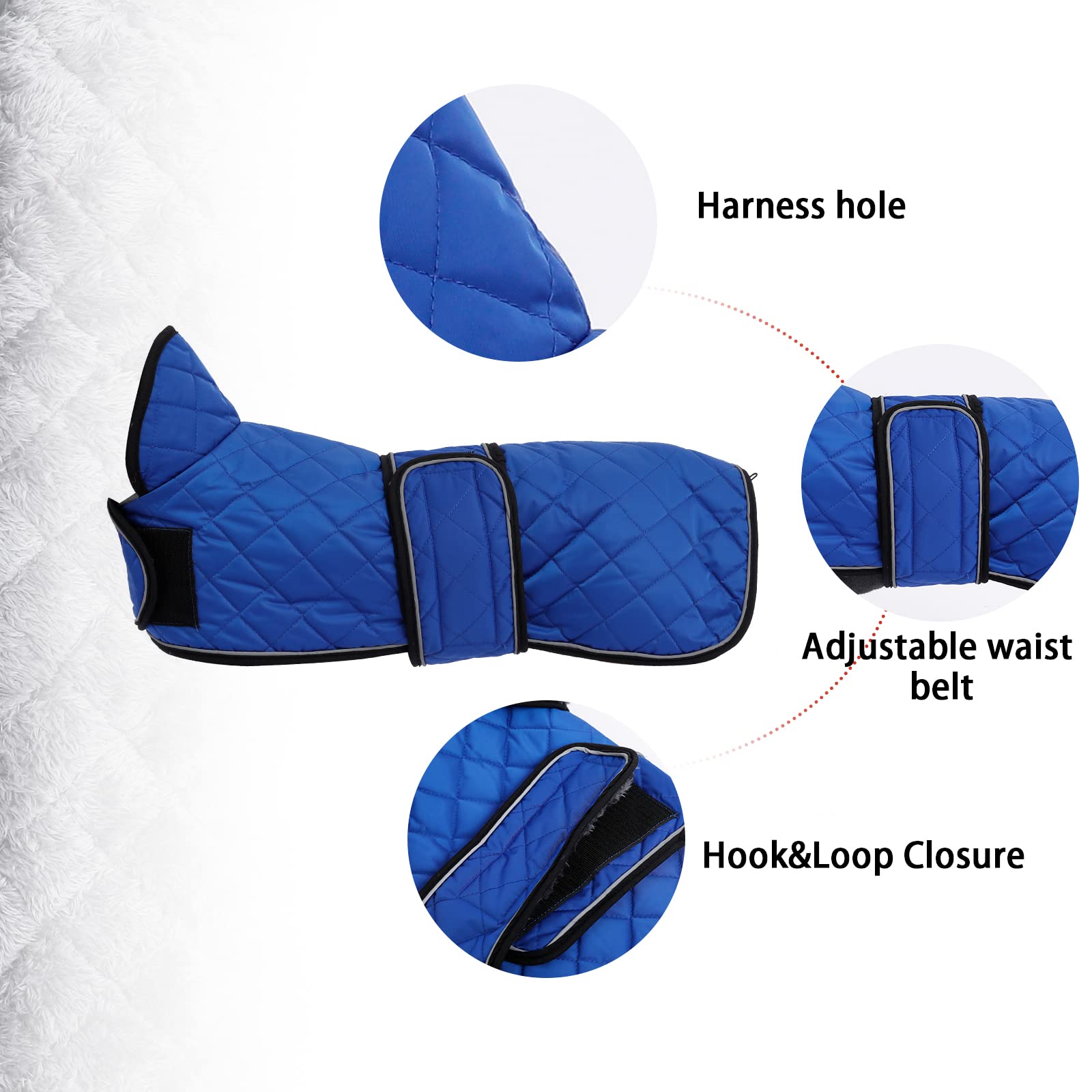 Warm Thermal Quilted Dachshund Coat, Dog Winter Coat With Warm Fleece Lining, Outdoor Dog Apparel With Adjustable Bands For Medium, Large Dog-Blue-S