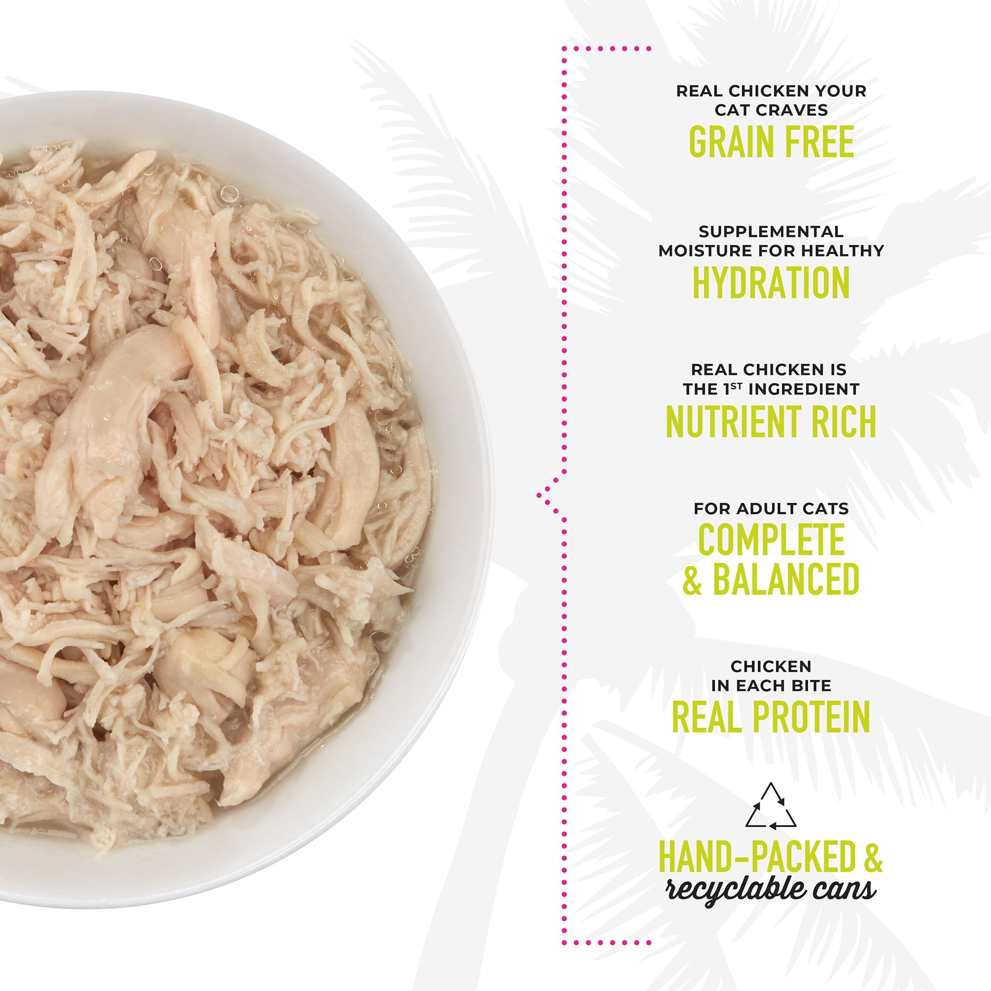 Tiki Cat Luau Shredded Meat, Succulent Chicken Recipe in Chicken Consumme, Grain-Free Balanced Nutrition Wet Canned Cat Food, Fo