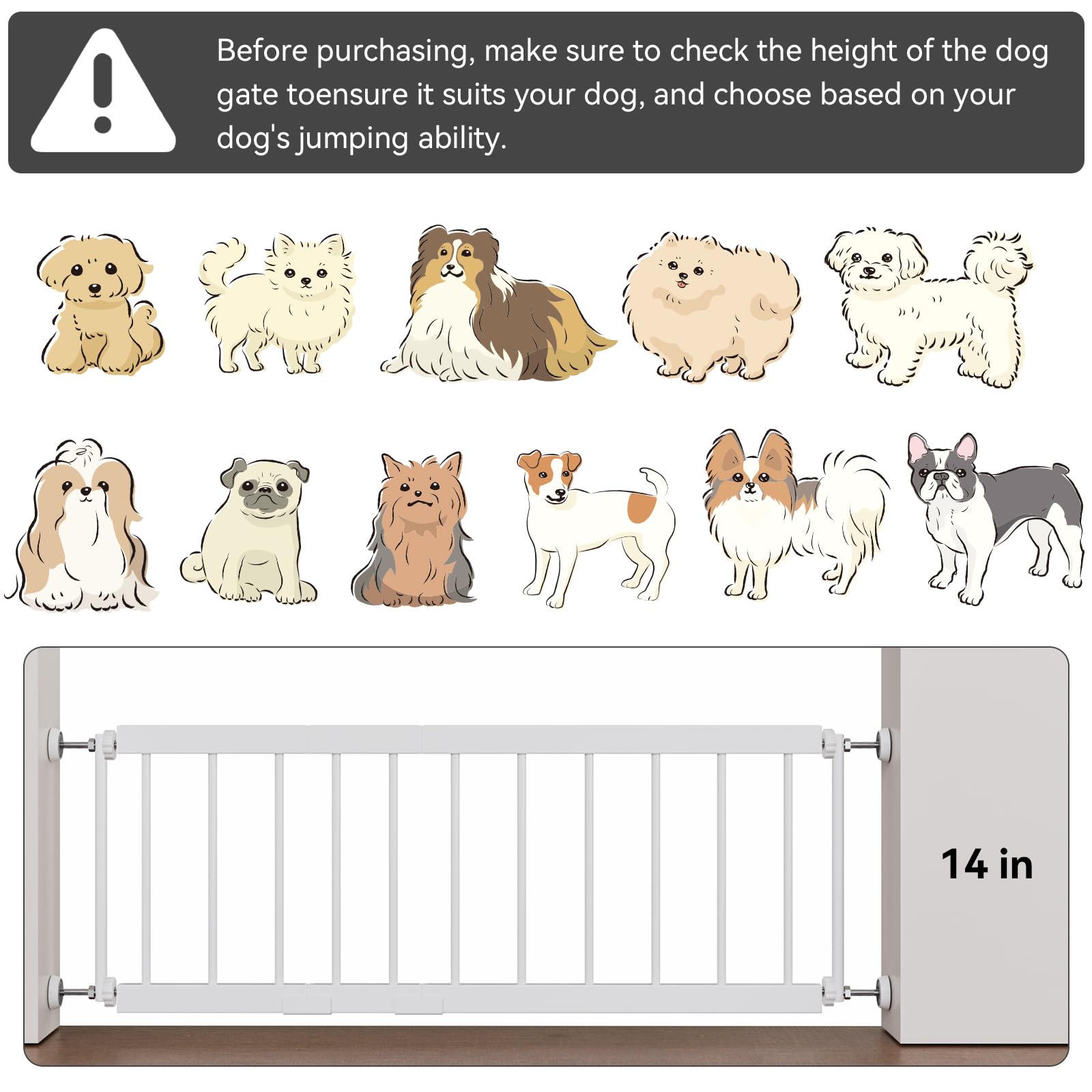 Short Dog Gate Indoor - Mooeckom 13 Tall Small Dog Gate 18-36'' Width Expandable,Easily Step Over With 2 Extension Kits - Pr