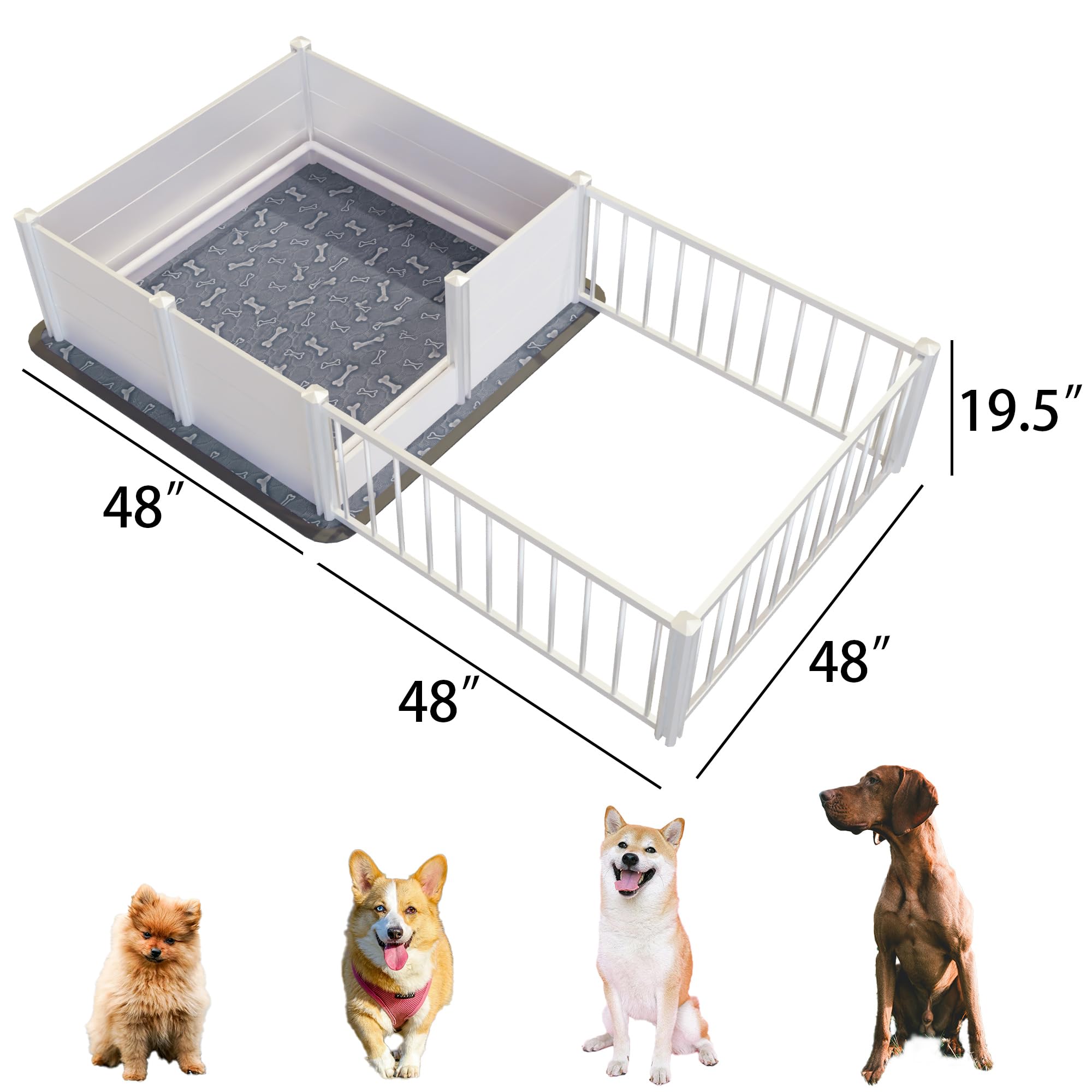 Exroo Whelping Box,Whelping Box For Dogs With Washable Puppy Pads, Double Rooms Whelping Pen For Large Breed Dogs,Indoor Whelpin