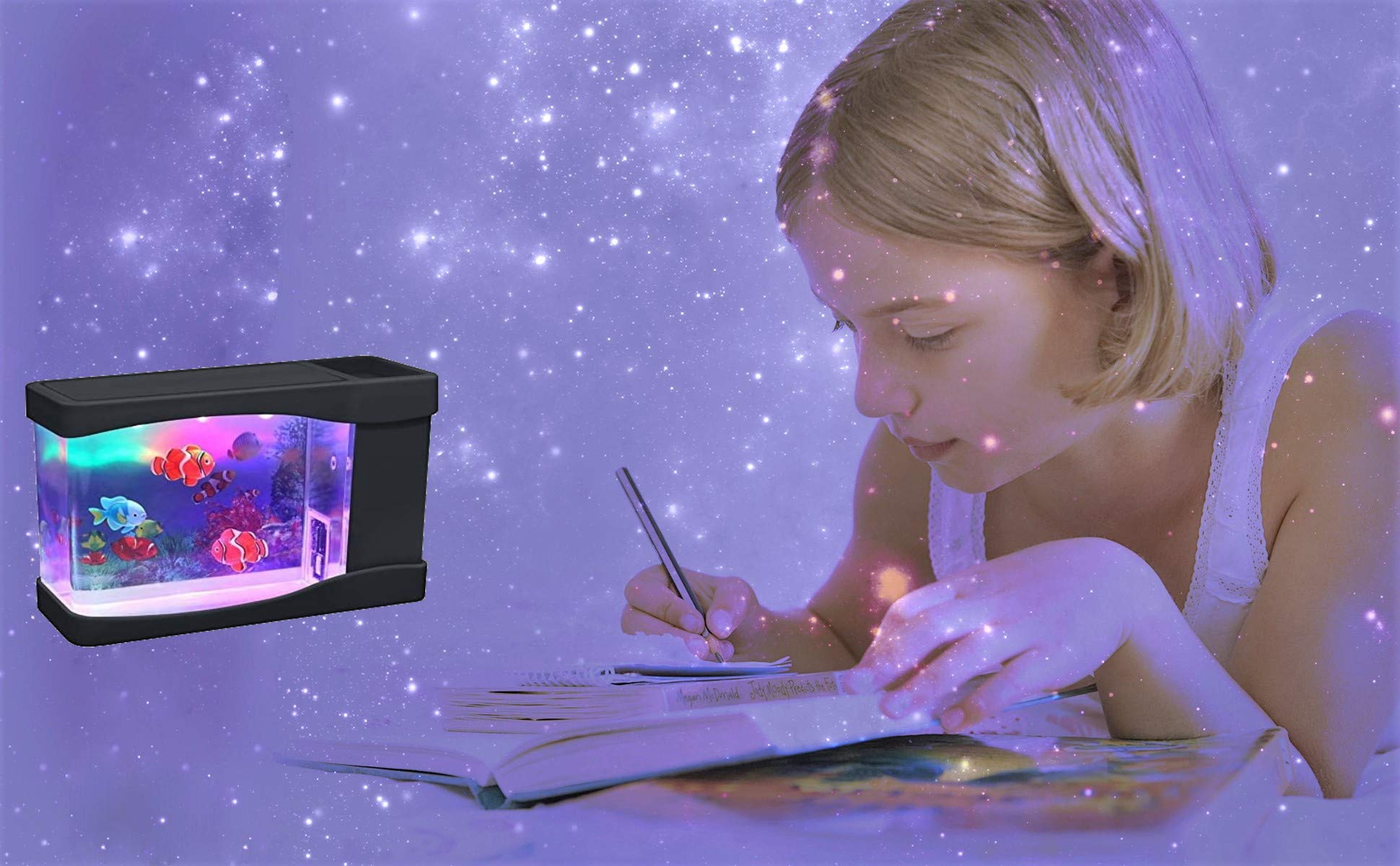 Lightahead® Artificial Mini Aquarium A Sensory Multi Colored Led Swimming Fish Tank With Bubbles