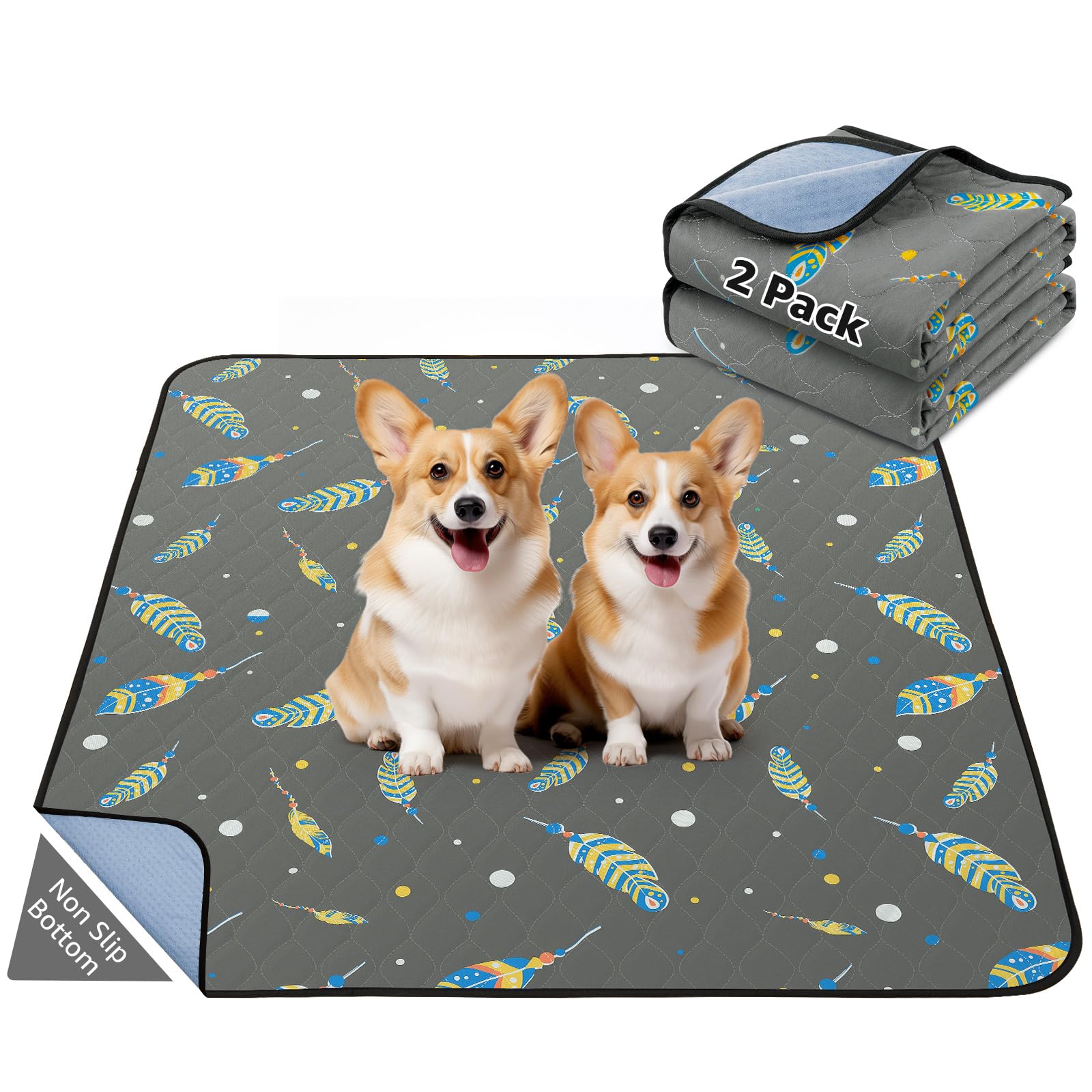 Dog Pee Pads Washable: 2 Pack Reusable Puppy Pads, Reusable Pee Pads Waterproof & Leakproof Puppy Pad, Non-Slip Whelping Pee Pad