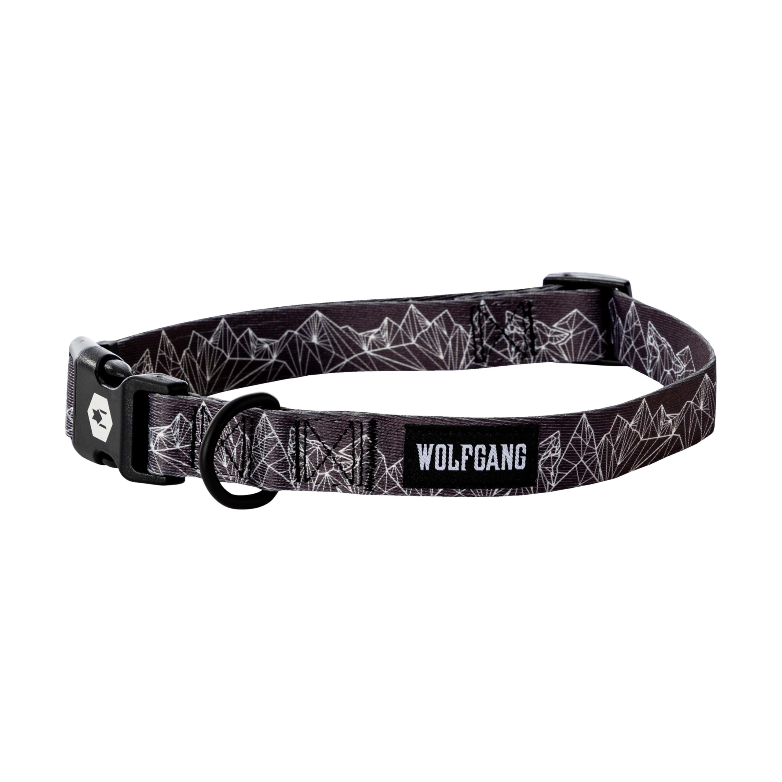 Wolfgang Heavy Duty, Adjustable Dog Collar With Quick Release Nylon Buckle For Walking & Training, Wolfmtn Print, Large