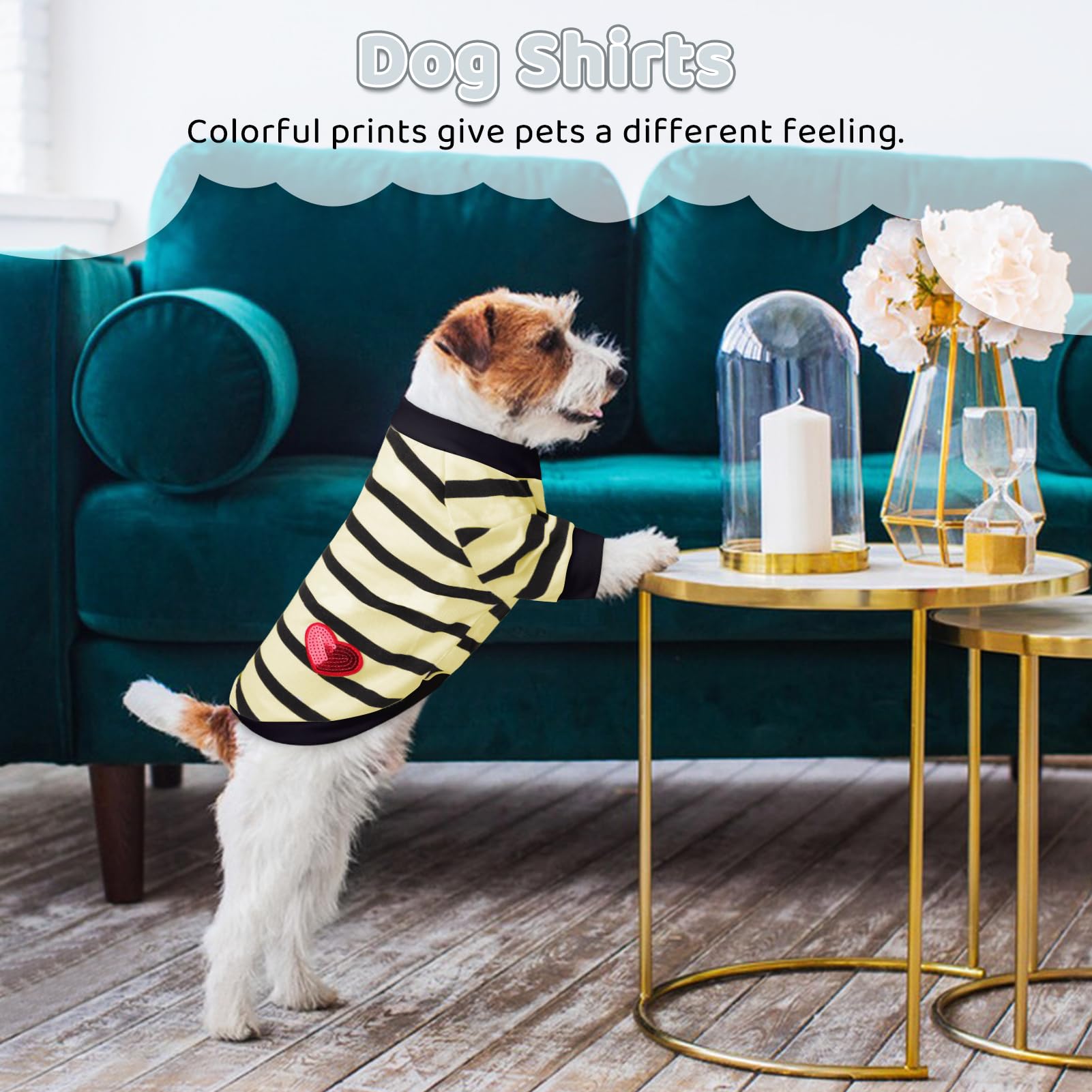 Preferhouse Dog Striped T-Shirts For Small Dogs Cats, Dog Vest Pet Apparel Tee Shirts Spring Summer Suitable For Small And Mediu