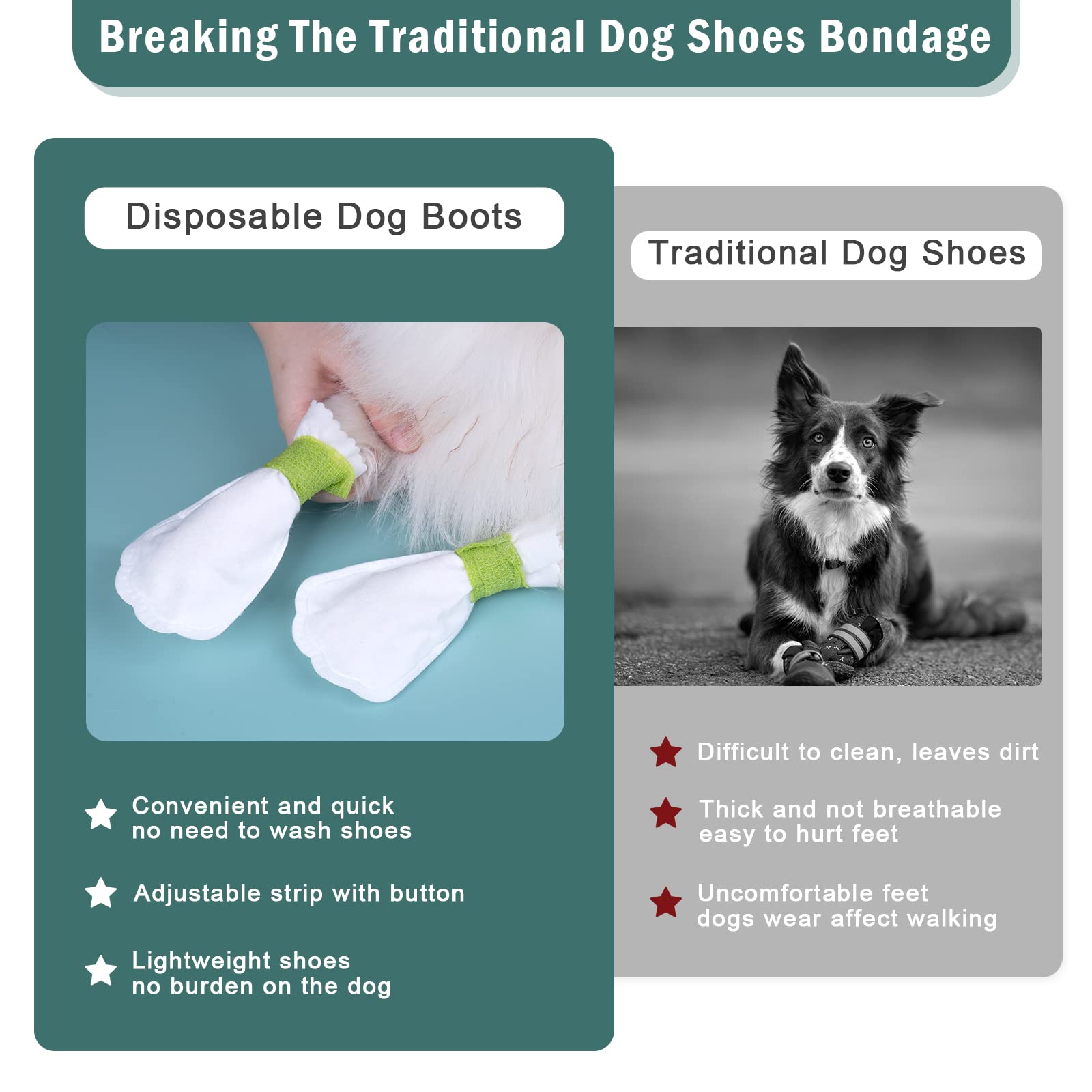 Ladadee Disposable Dog Booties For Paw Protection, Dog Socks For Small Dogs, Disposable Dog Paw Socks Protector For Small Dogs (