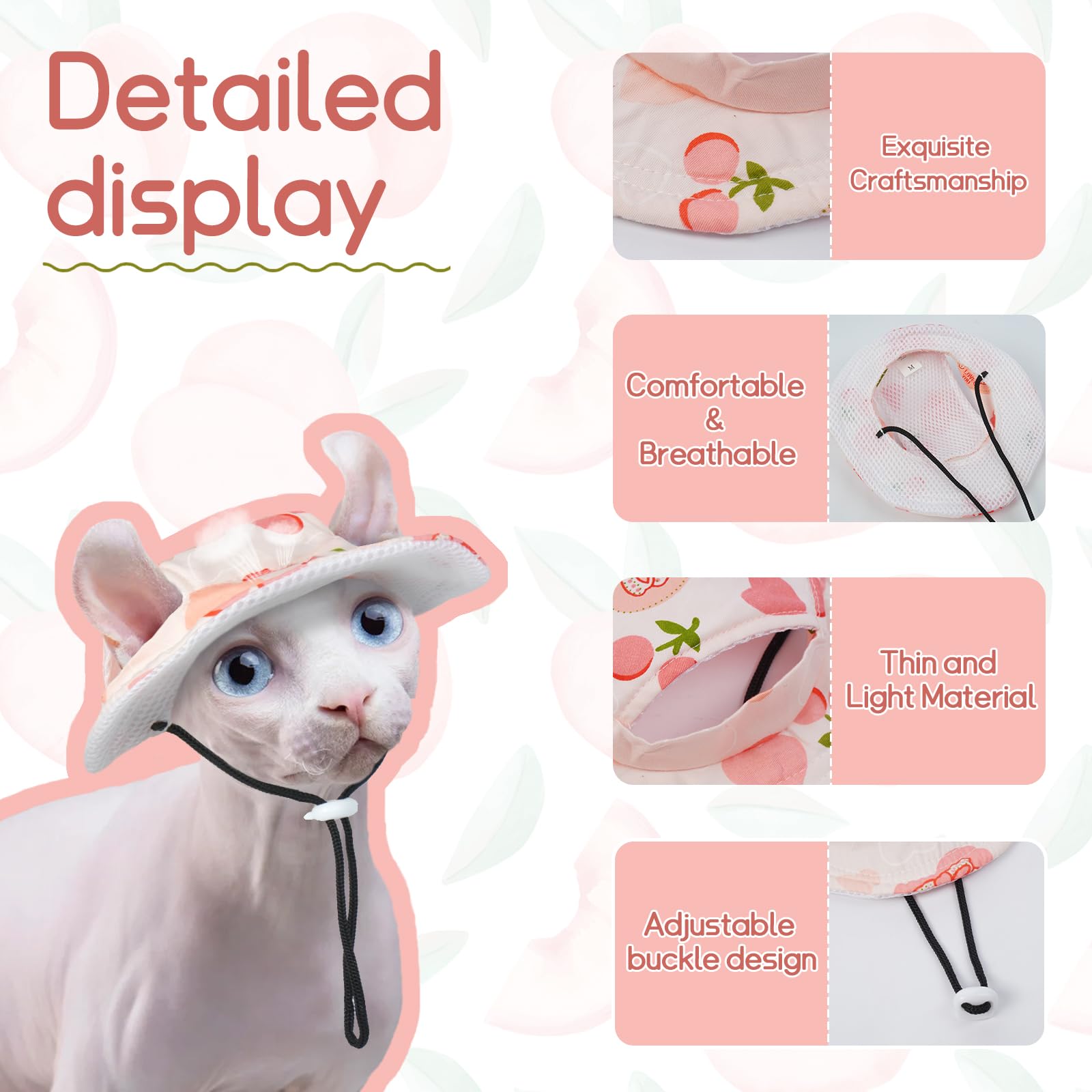 T'Chaque Cat Hats For Cats Only, Kitten Mini Sombrero Hats With Ear Hole, Outdoor Sun Protection Pet Caps, Cat Birthday Hats Chi