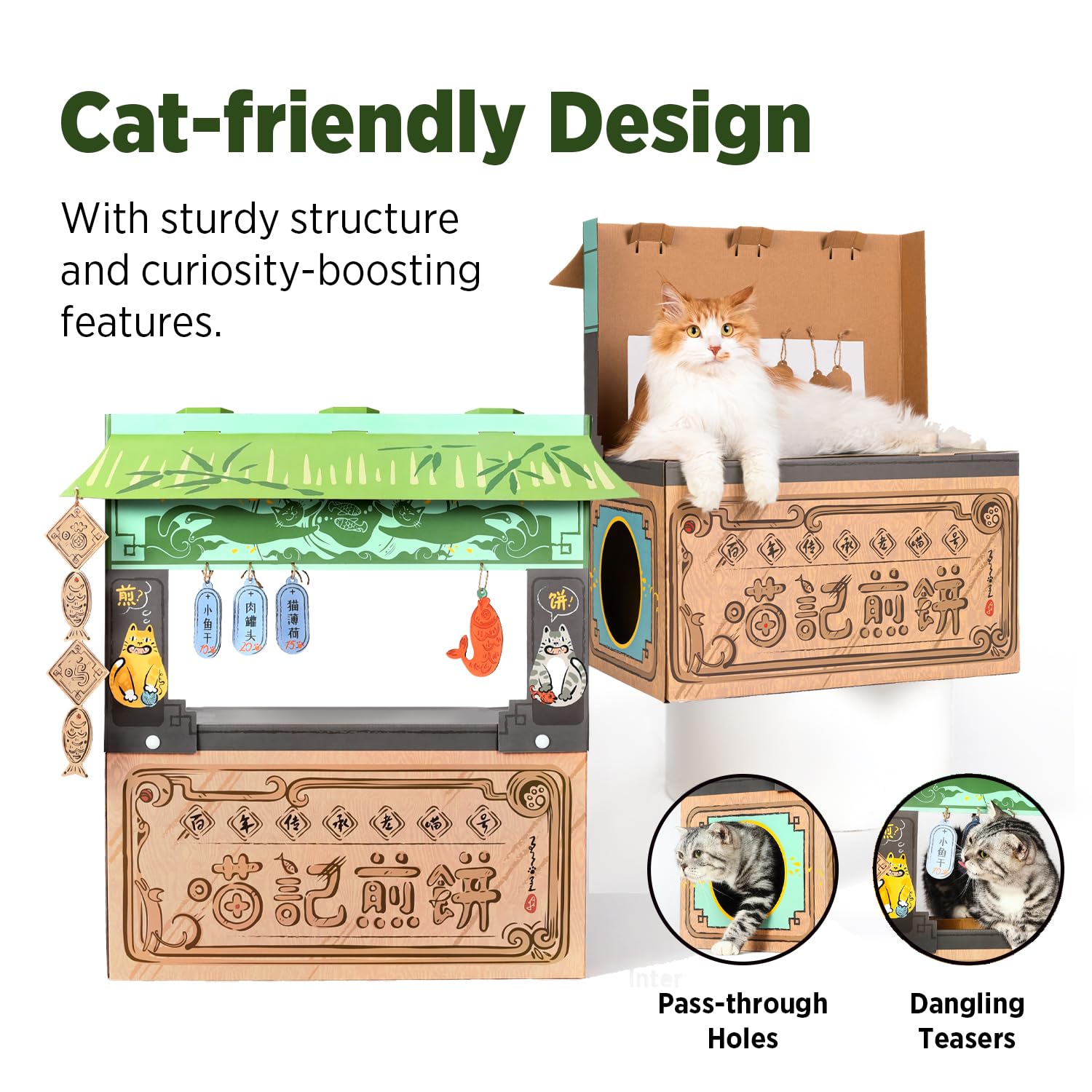 Smile Paws Cat Beds For Indoor Cats, Cardboard Cat House With Scratchers, Pancake Shop, Large Sturdy Cat Furniture Condo Cave Te