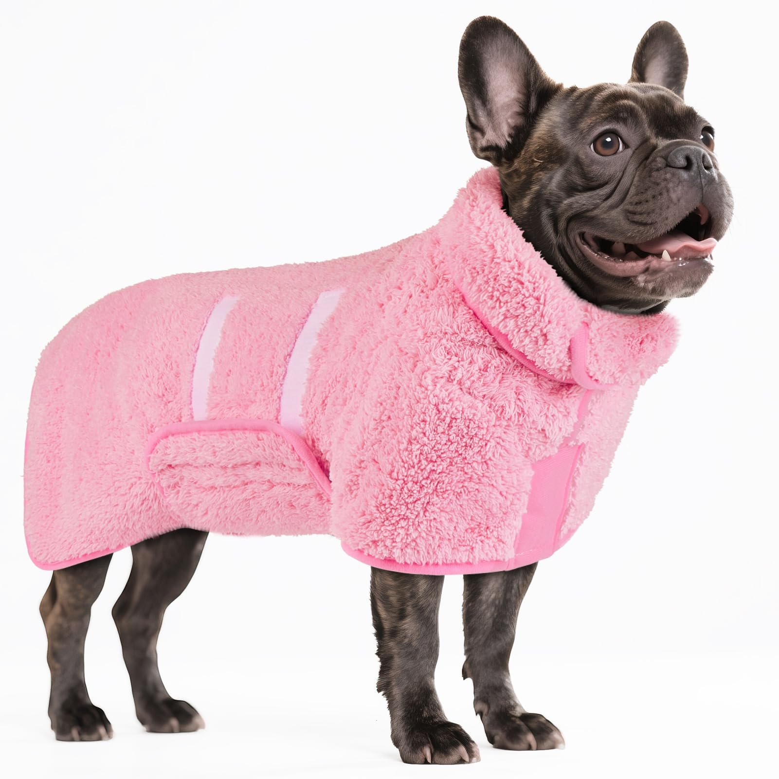 Bienbee Dog Bathrobe, Quick Drying Super Absorbent Dog Robes For After Bath, Warm Keeping Dogs Towel, Dogs Bath Supplies, Pink M