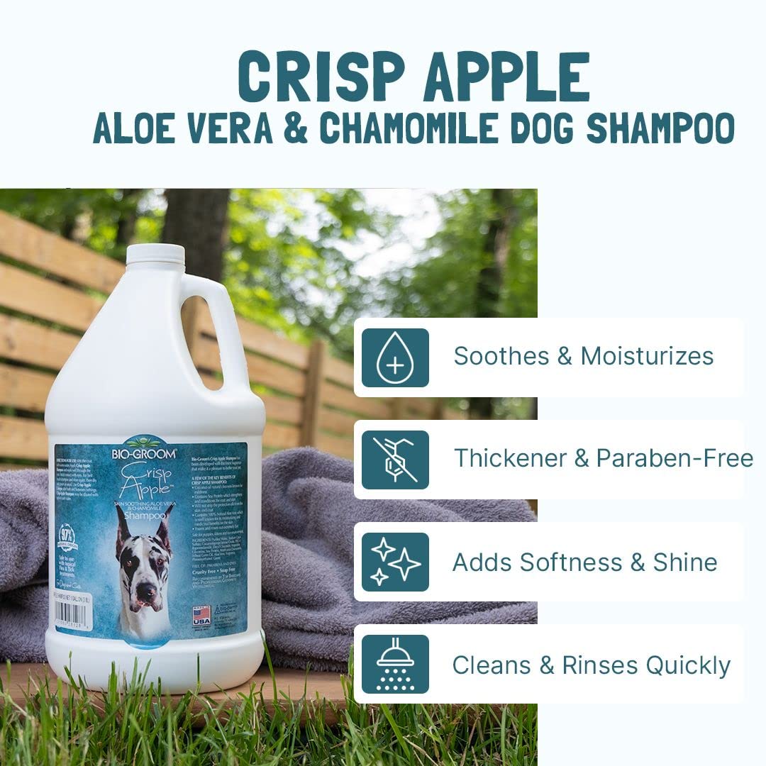 Bio-Groom Crisp Apple Dog Shampoo - Natural Scent Pet Shampoo, Aloe Vera, Chamomile, Cat & Dog Bathing Supplies, Puppy Wash, Cru