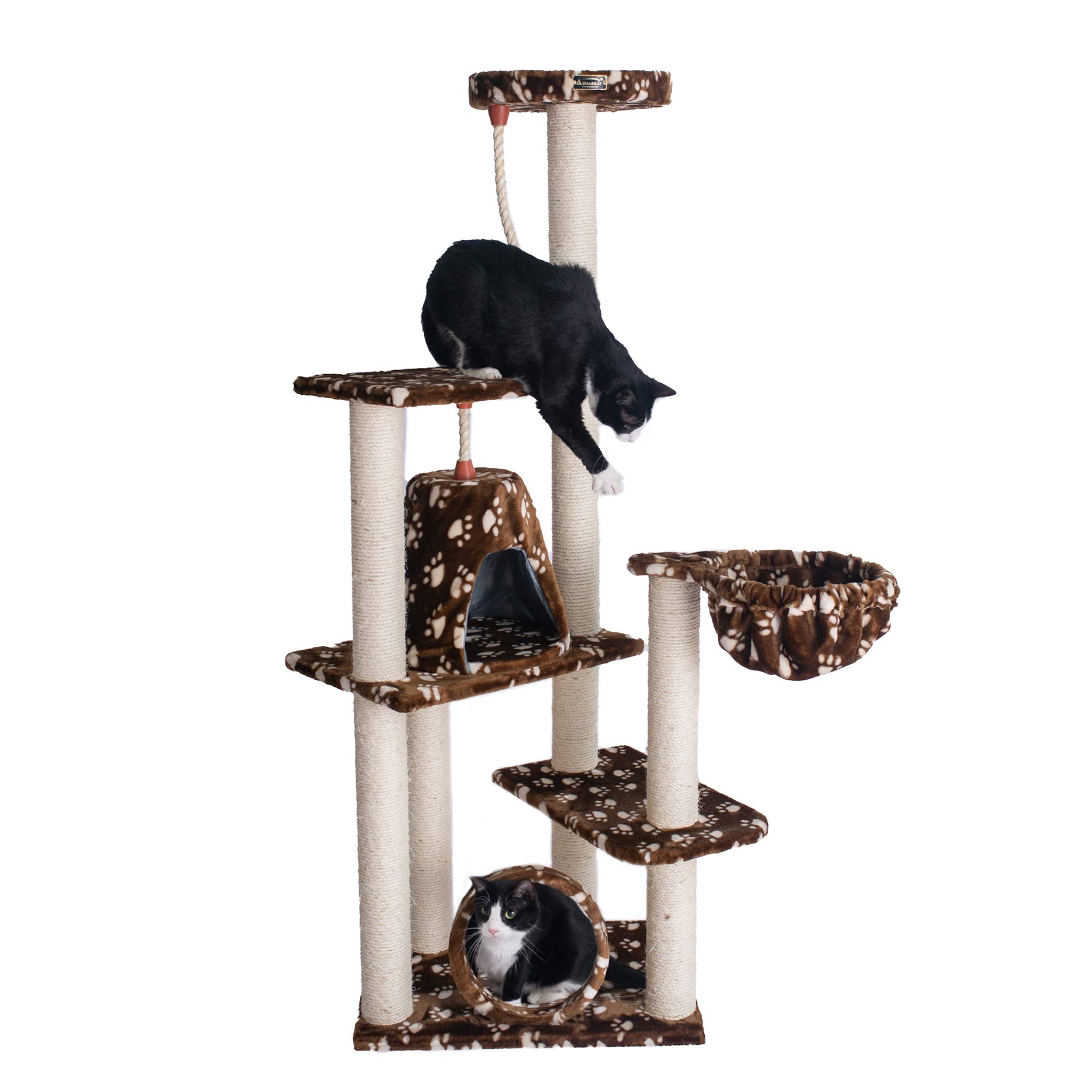 Armarkat Cat Tree Model A6601, Saddle Brwon W/White Paw Print