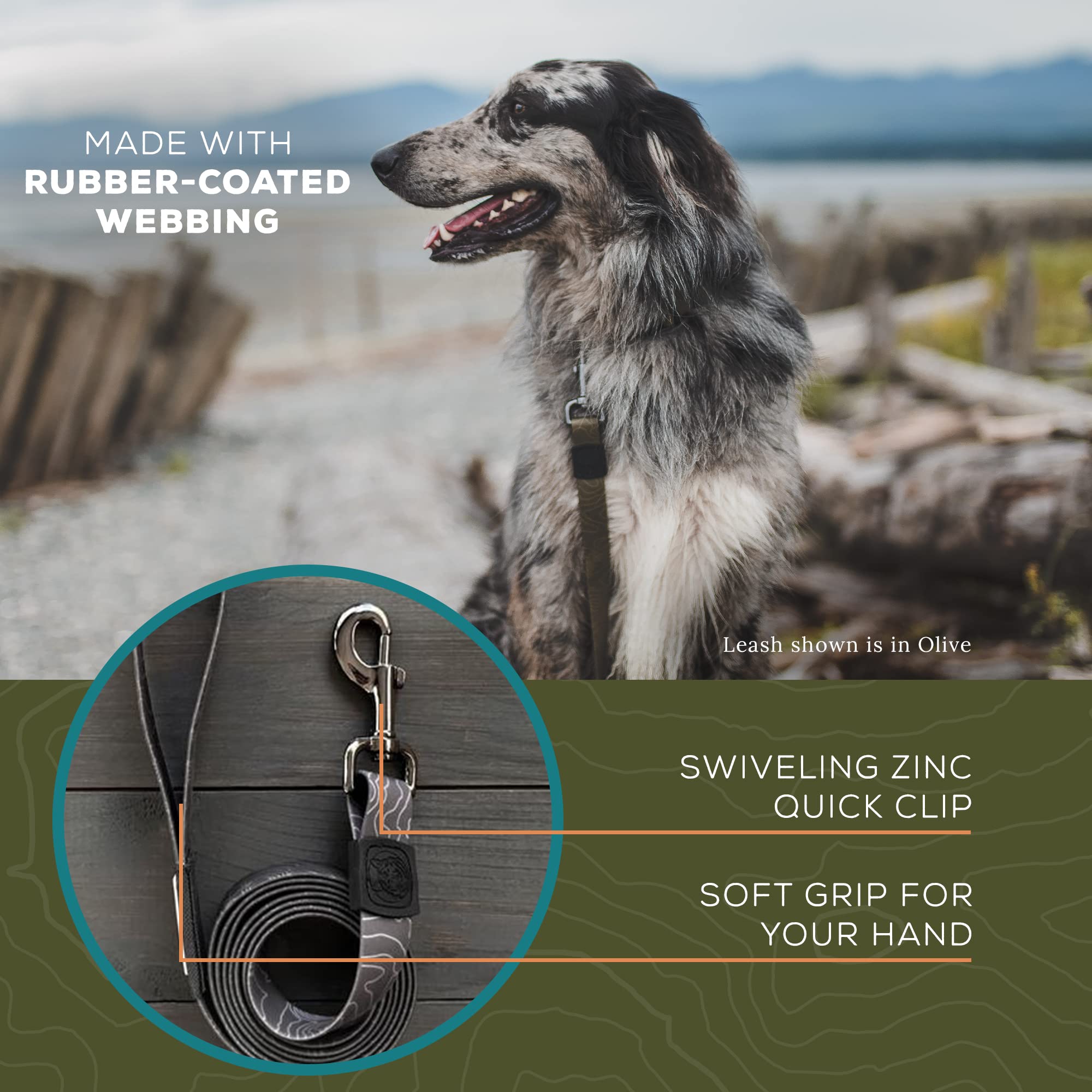 Wilderdog Waterproof Dog Leash - Repels Water & Dirt - 6Ft - Black - 1Ct