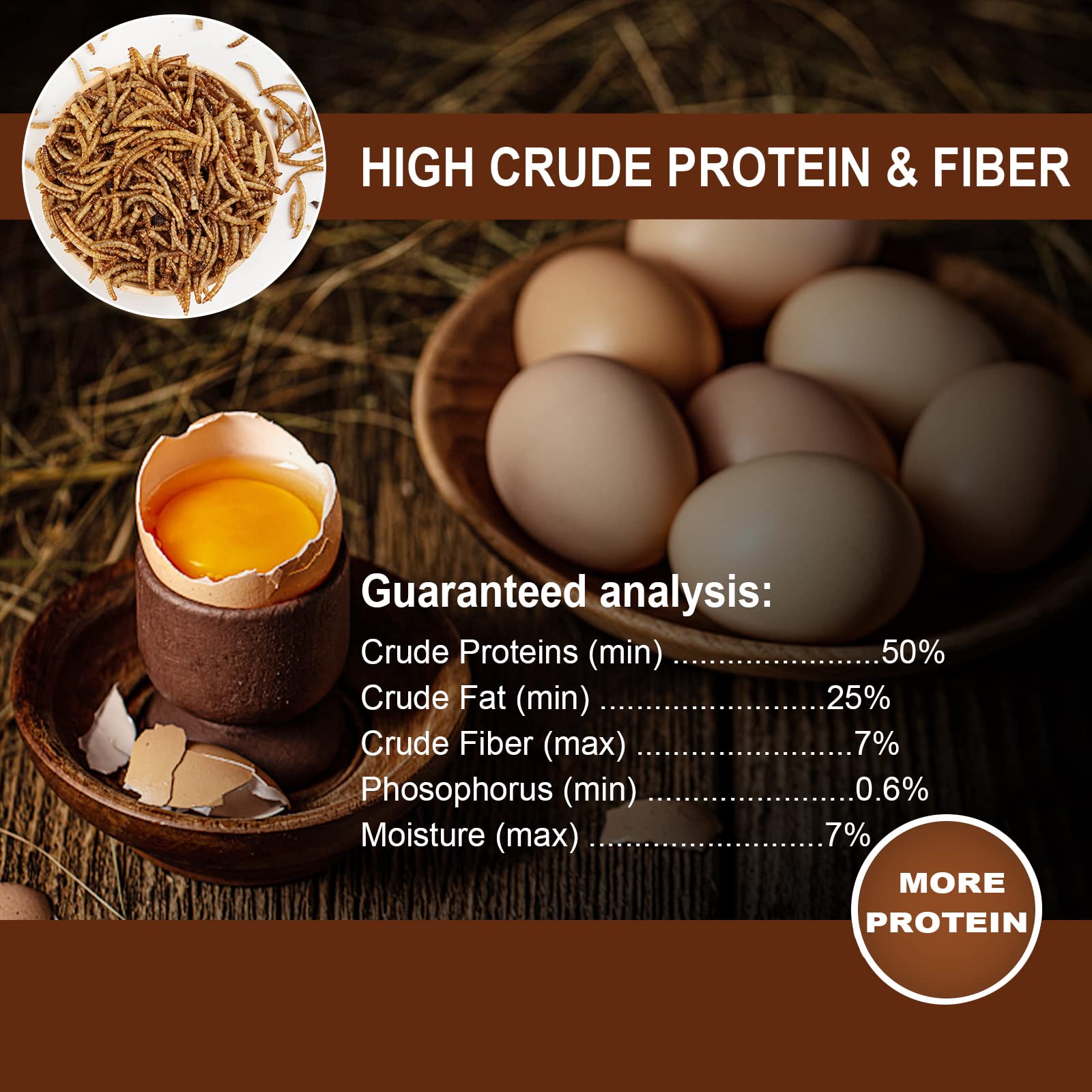 Euchirus High-Protein Dried Mealworms for Chickens & Wild Birds - 6LB Non-GMO Poultry Treats