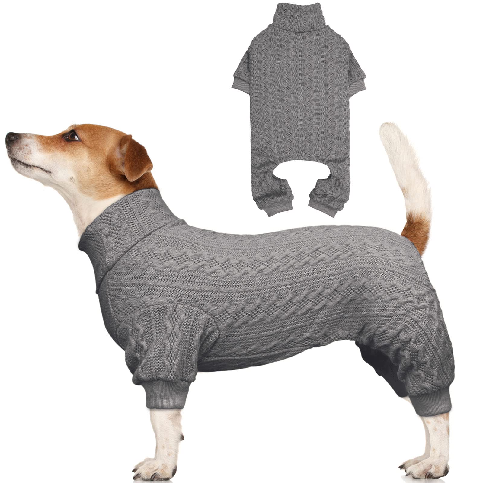 Dog Sweaters For Large Dogs Turtleneck Knitted Pet Clothes Solid Color Puppy Sweater Warm Dog Sweater(Grey&L)