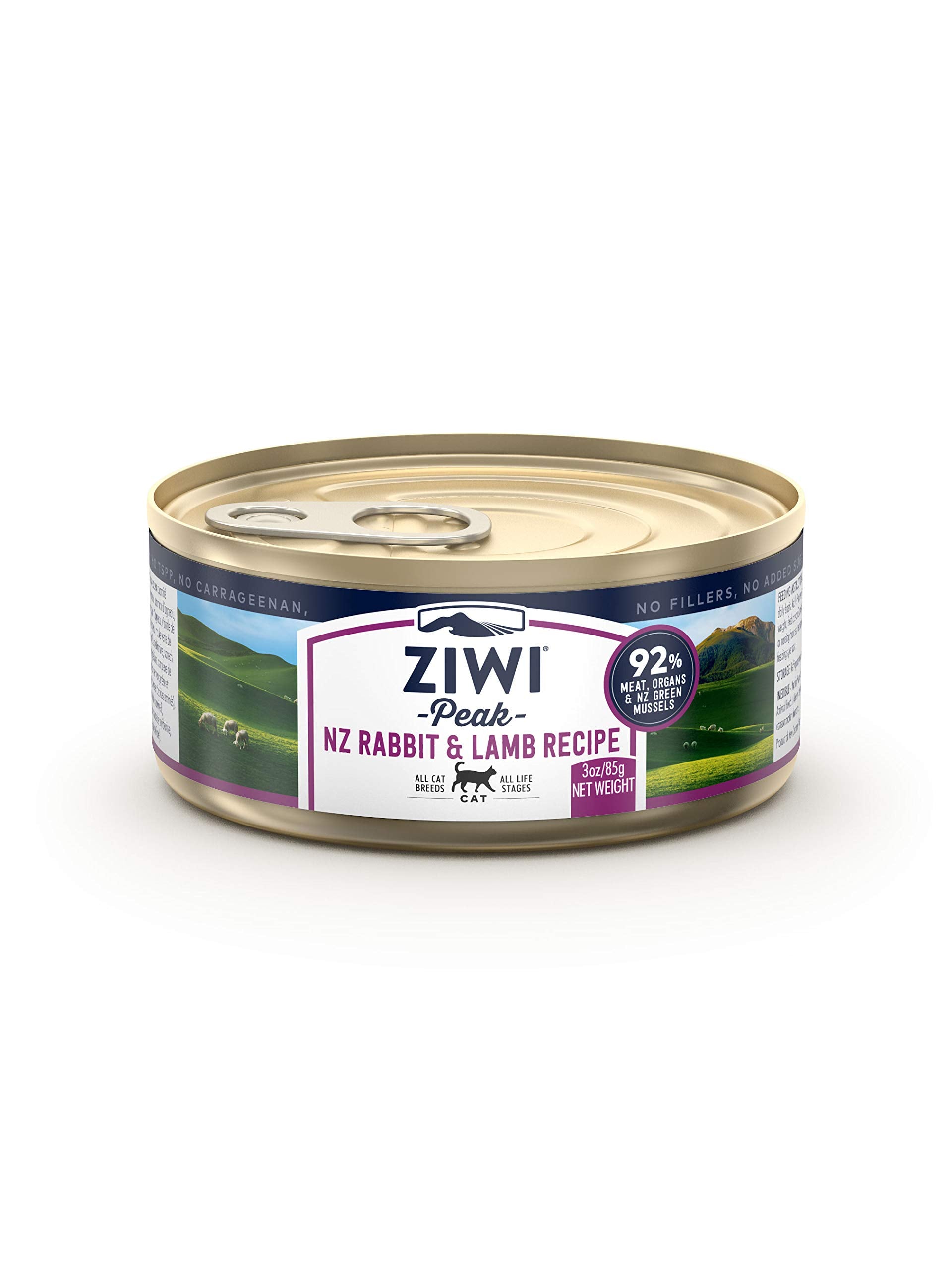 ZIWI Peak Canned Wet Cat Food - All Natural, High Protein, Grain Free, Limited Ingredient, with Superfoods Rabbit & Lamb, 3 Ounc