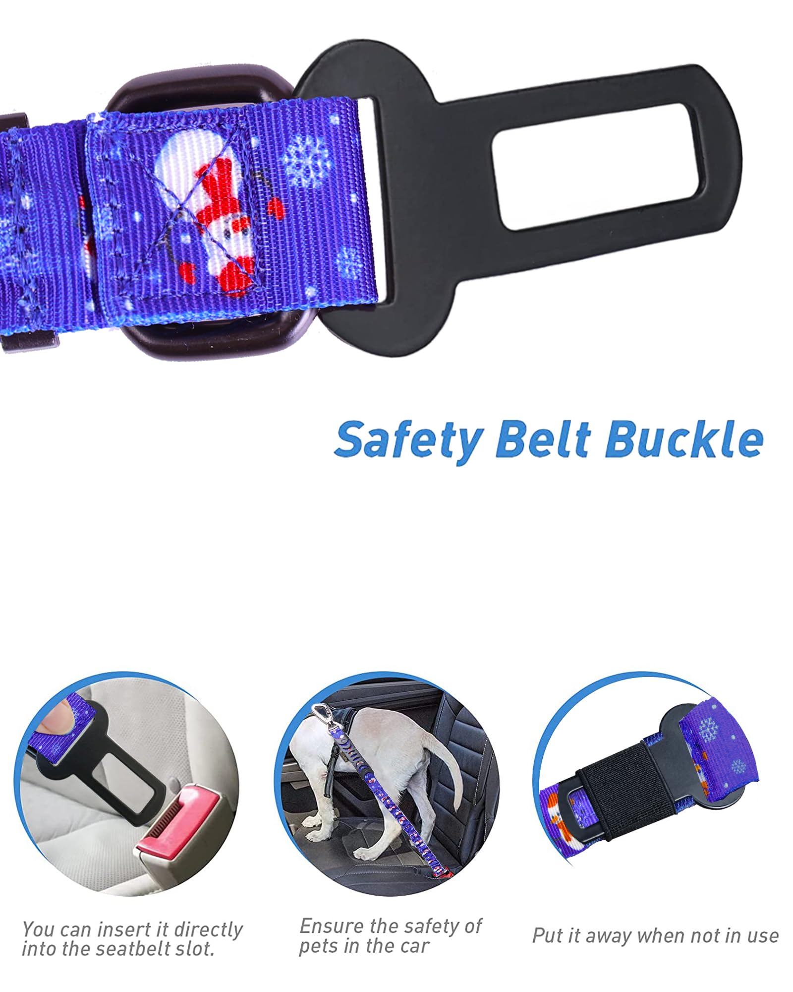 Hotsky Christmas Dog Leash Heavy Duty, Tactical Bungee Dog Leash With Car Seat Belt And Dual Handle For Medium Large Dogs, 4-6Ft Adjustable Shock Absorbing Strong Dog Leash For Training,Sapphire Blue