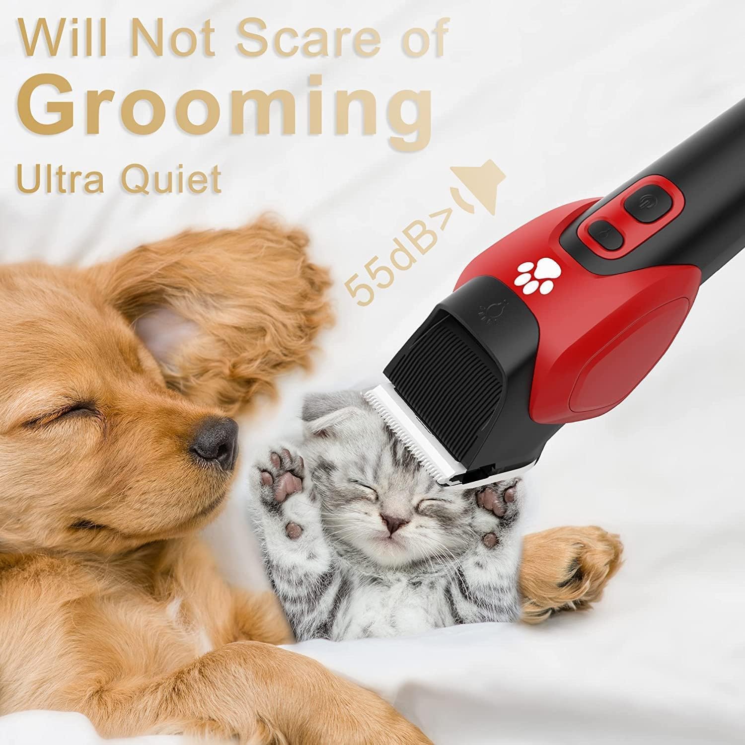 Solimpia Dog Cat Pet Clippers Shavers Electric Pet Grooming Trimmer Kit Rechargeable Cordless Low Noise Professional