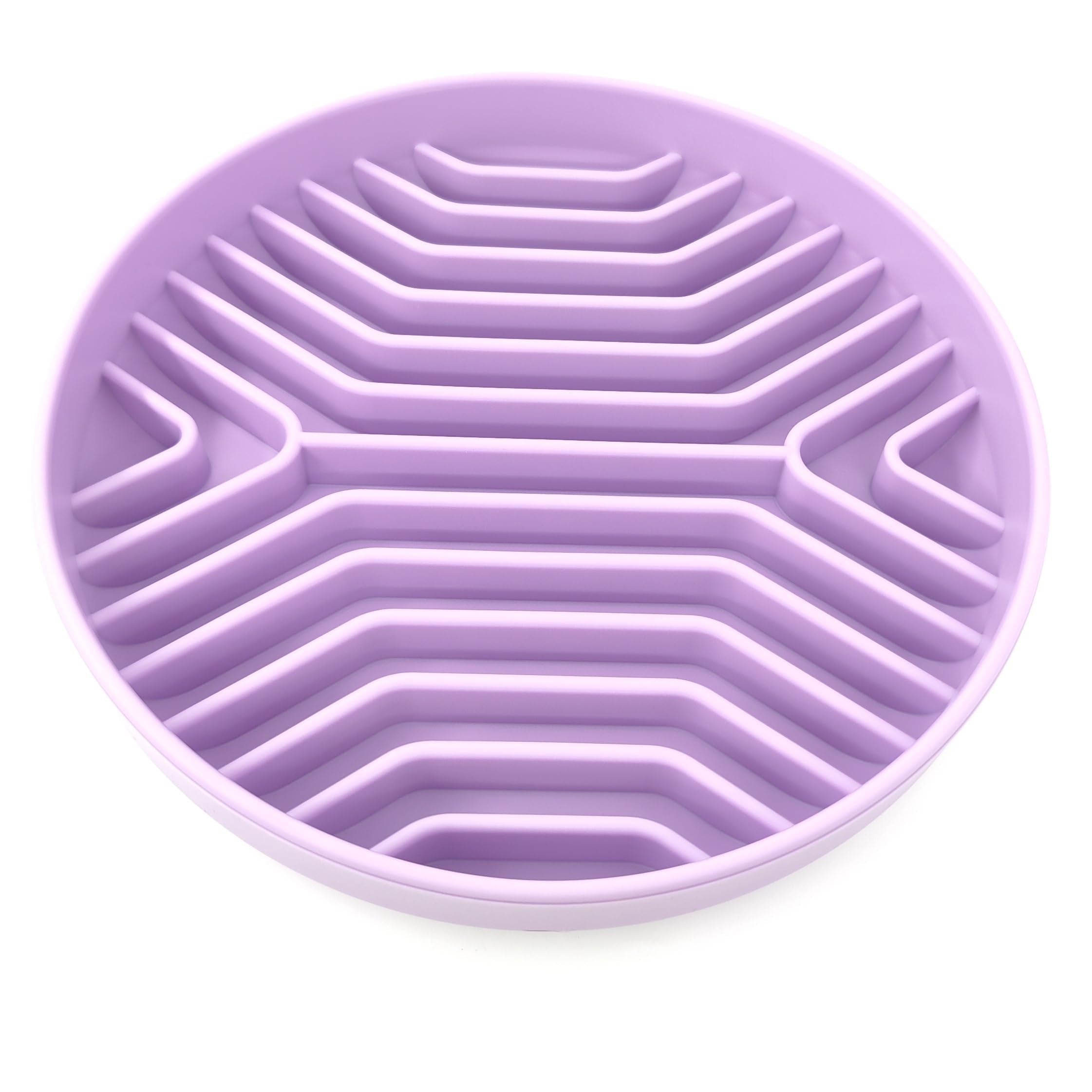 Slow Feeder Dog Bowl, 7.8 x 7.8 inches, Silicone Pet Puzzle Bowl with Suction Base, Foldable (Purple)