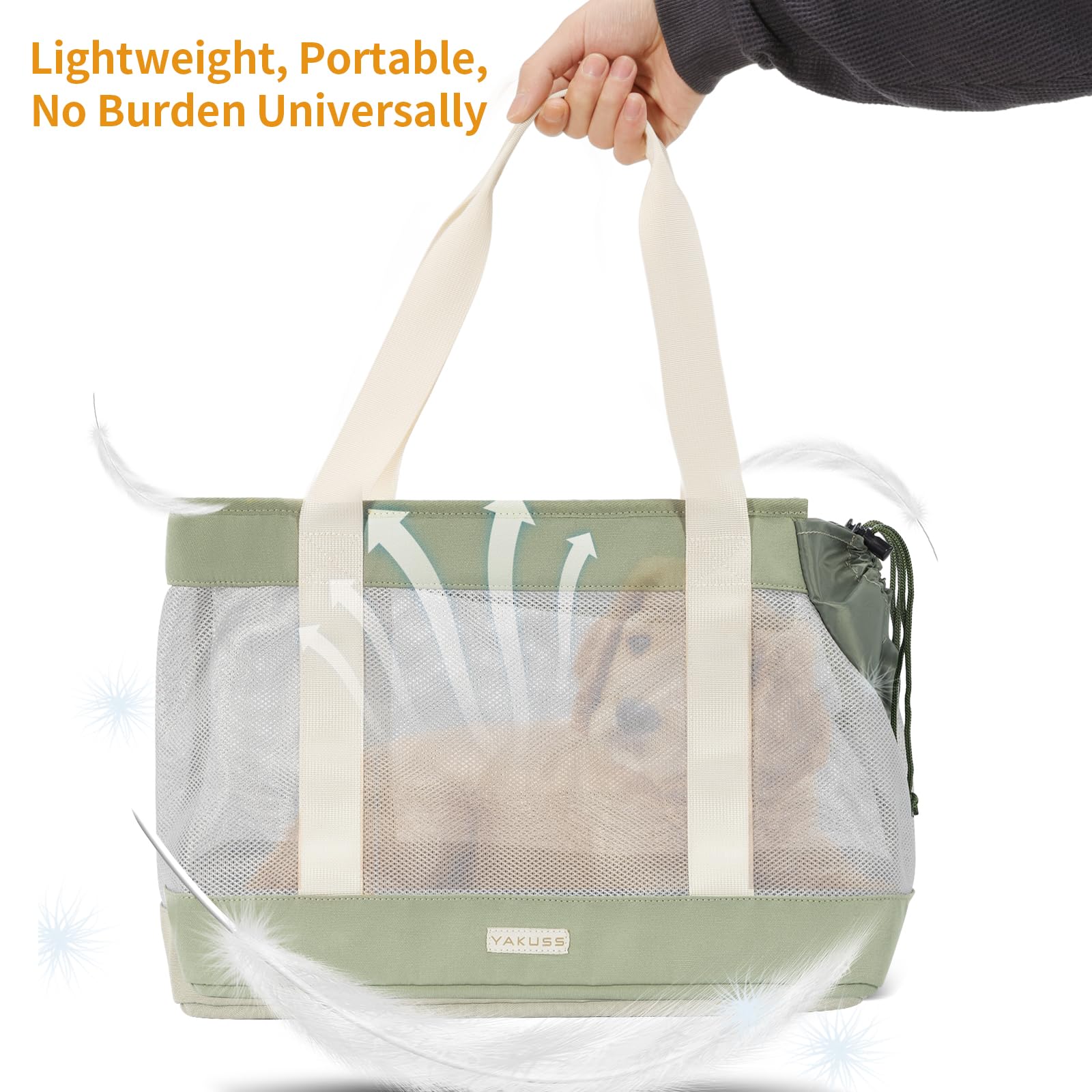 Yakuss Cat Carrier Tote Bag For Small Dog With Locking Safety Zippers Adjustable Side Opening Collapsible Portable Lightweight T