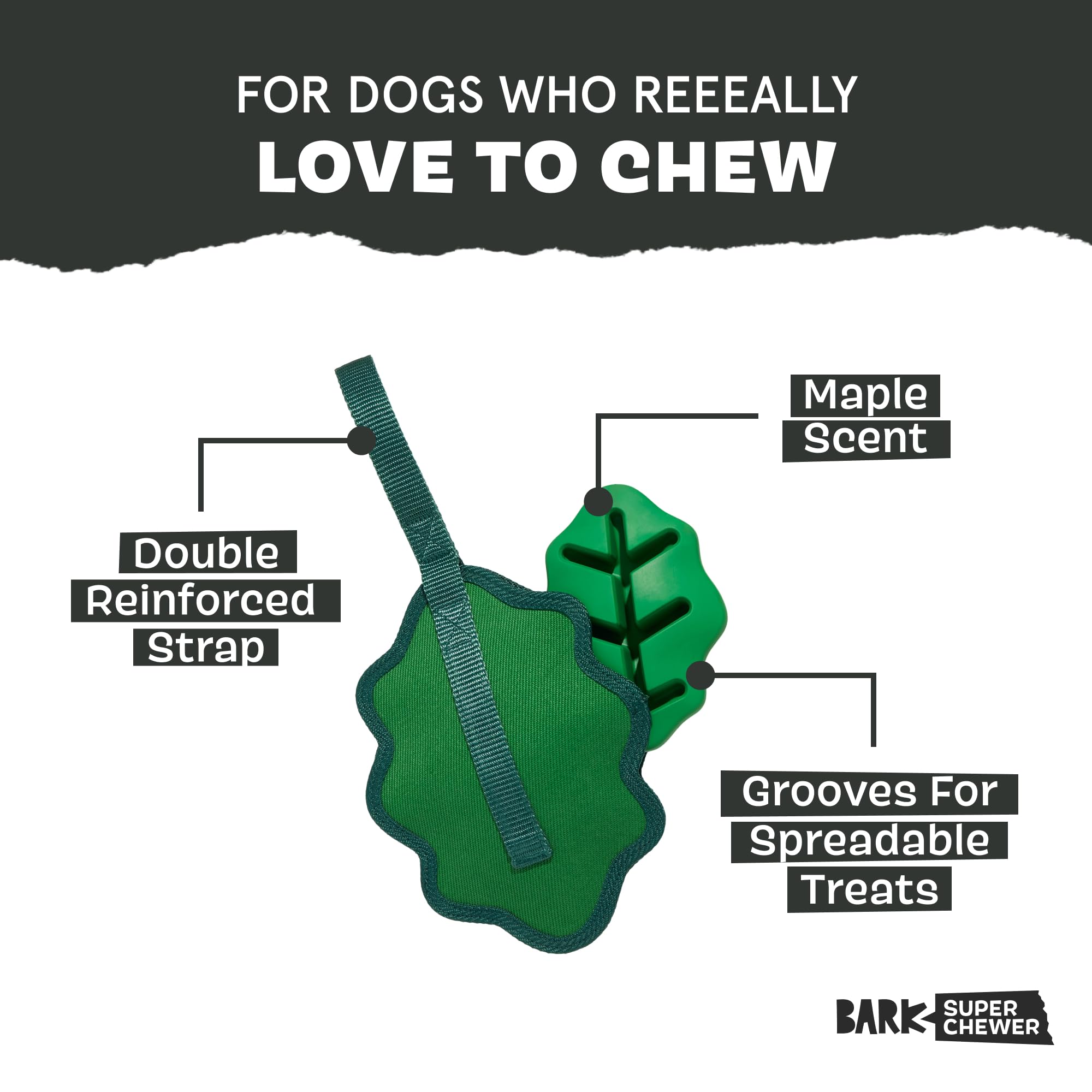 Barkbox Green Chew Leaf Dog Toy For Small Dogs - 2-In-1 Design With Mixed Textures And Surprises, Perfect For Tough Chewing And