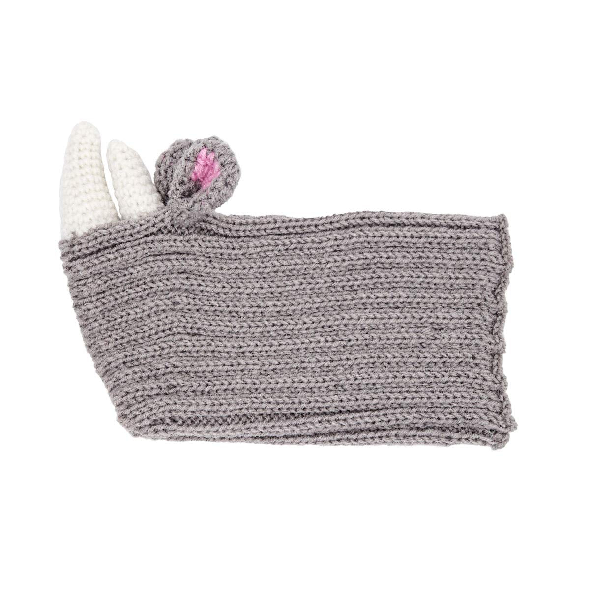 Zoo Snoods Rhino Costume for Dogs and Cats, Large - Warm No Flap Ear Wrap Hood for Pets, Dog Outfit with Horn for Winters, Hallo