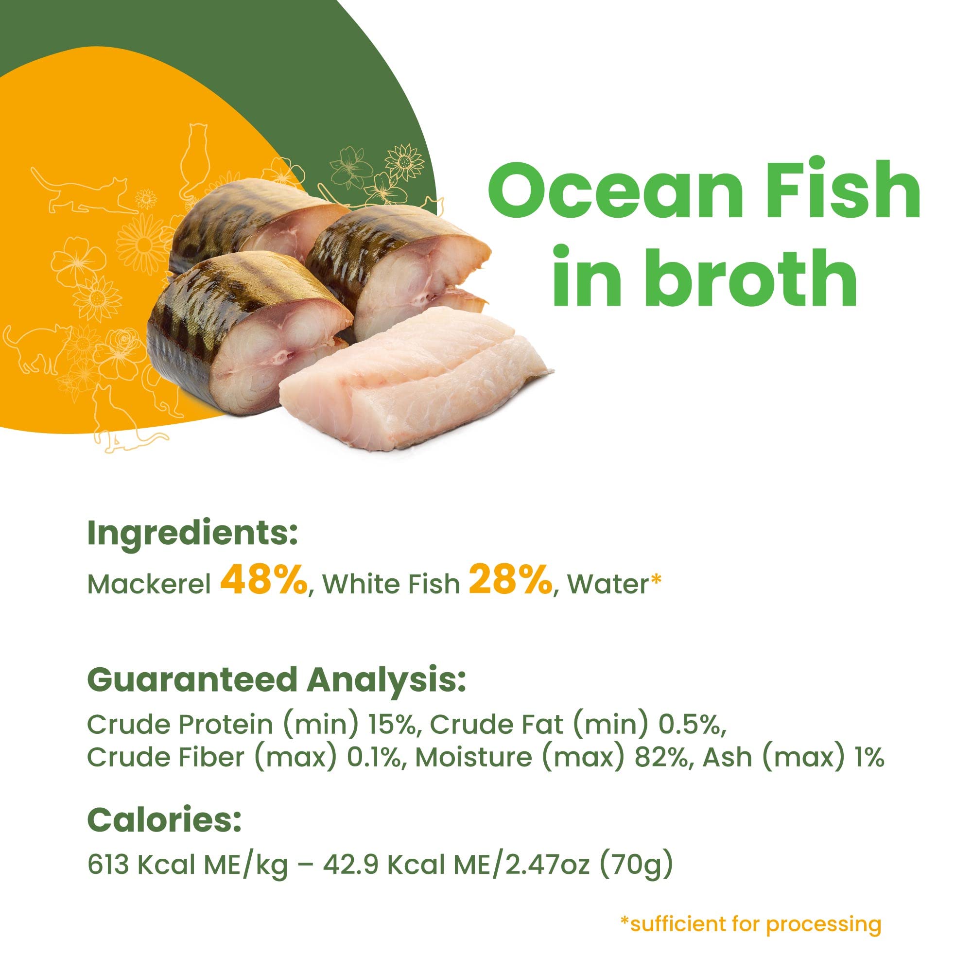 almo nature HQS Natural Ocean Fish Canned Cat Food, Grain Free, 24 x 70g, Flaked