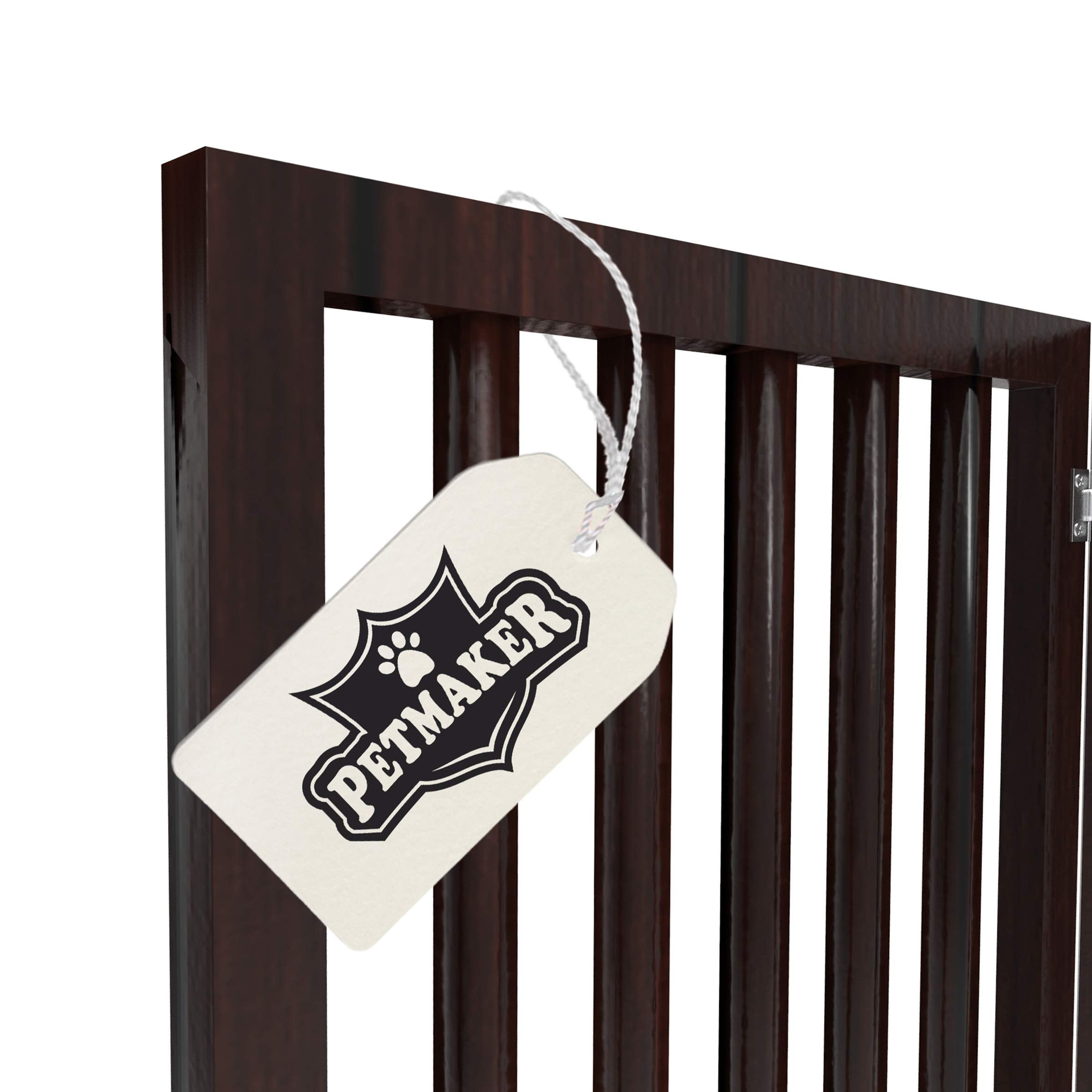 Pet Gate - 4-Panel Indoor Foldable Dog Fence For Stairs, Hallways, Or Doorways - 73X24-Inch Freestanding Dog Gates By Petmaker (Brown)