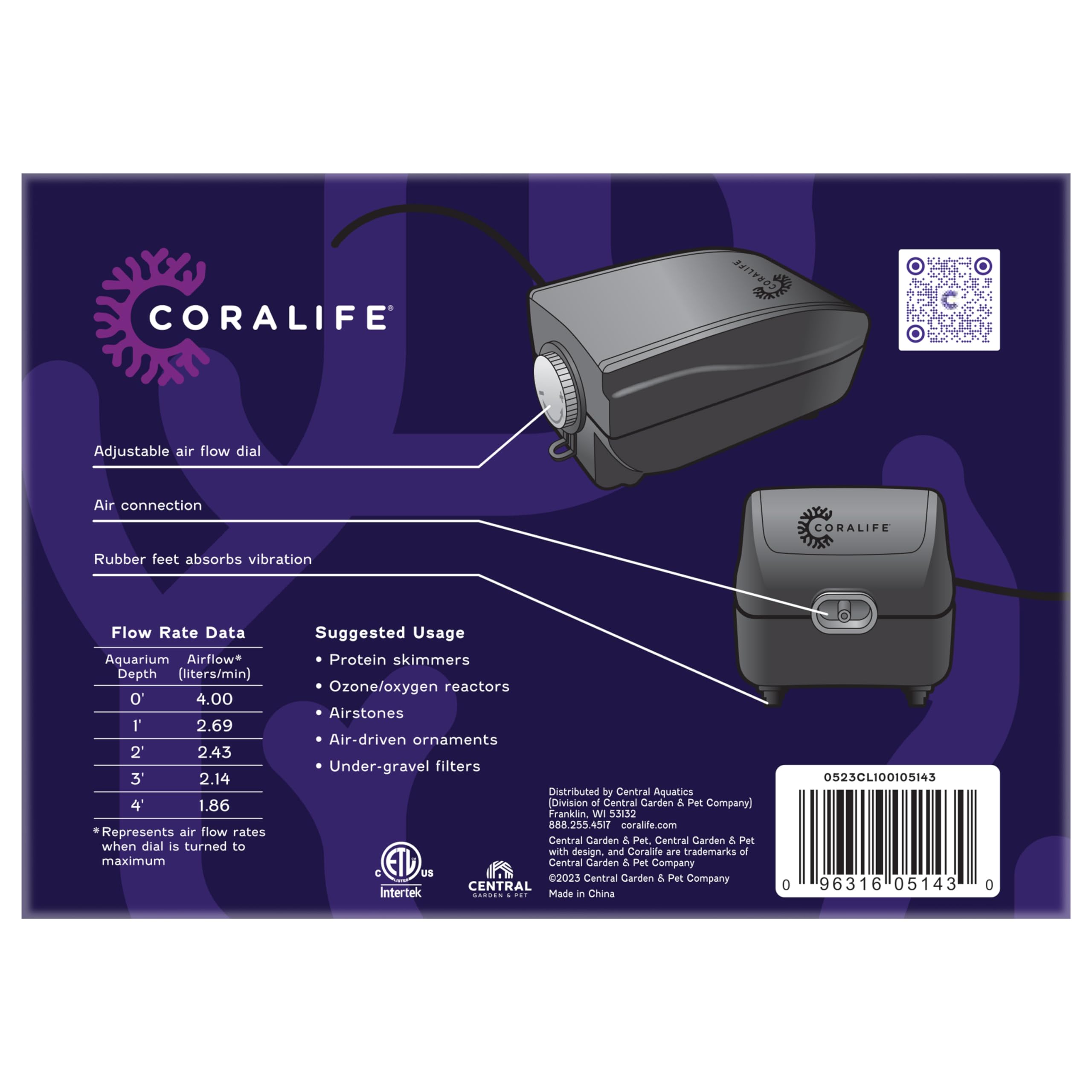 Coralife Aquarium Fish Tank Marine Salt Water Or Fresh Water Luft Air Pump