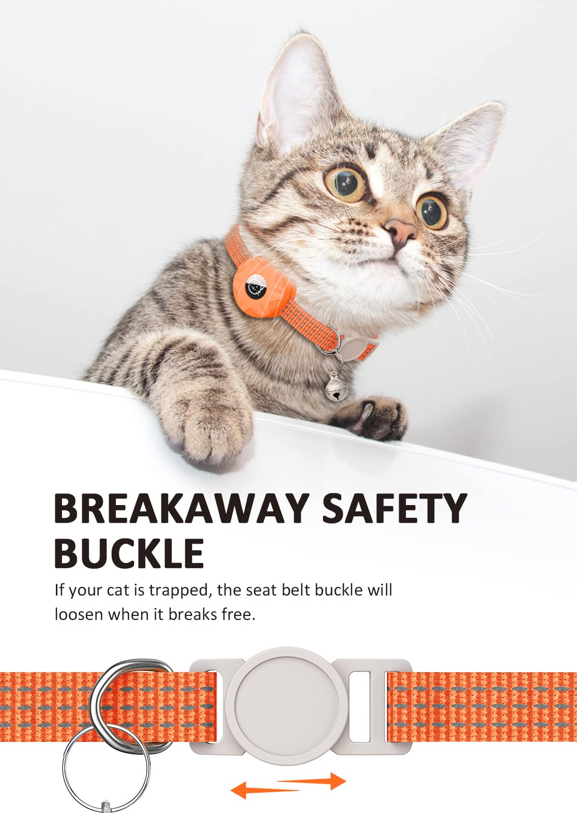 Airtag Cat Collar, Reflective Kitten Collar Breakaway Apple Air Tag Cat Collar, Gps Cat Collar With Airtag Holder And Bell, Ligh