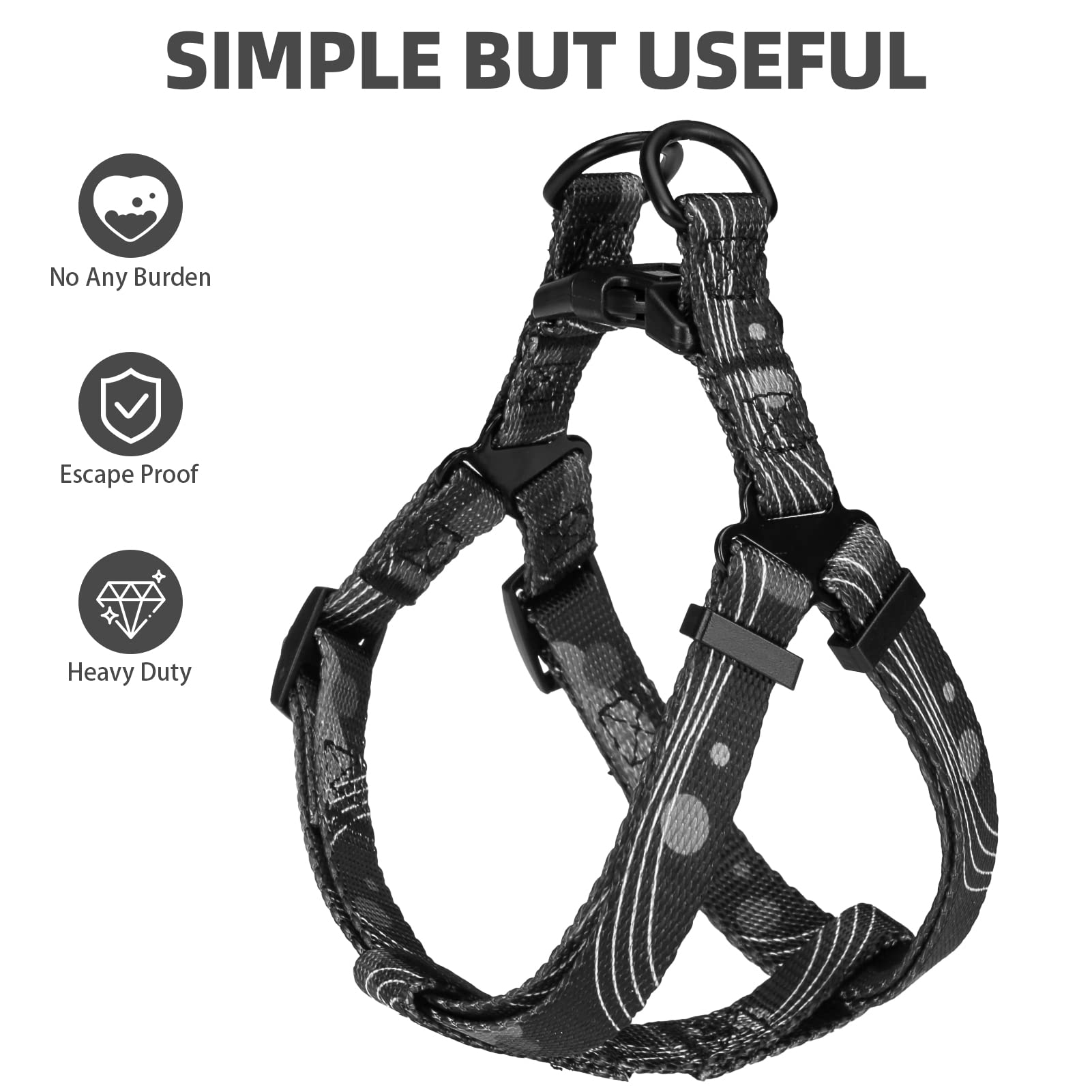 Pupteck No Pull Dog Harness Soft Adjustable Basic Nylon Step In Puppy Vest Outdoor Walking With Leash Medium