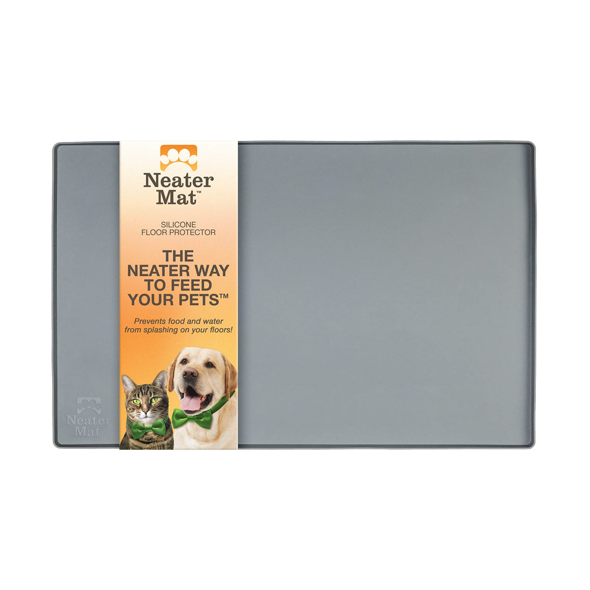 Neater Pet Brands Neater Mat - Waterproof Silicone Pet Bowls Mat - Protect Floors From Food & Water (Gunmetal, 19' X 12' Silicone)