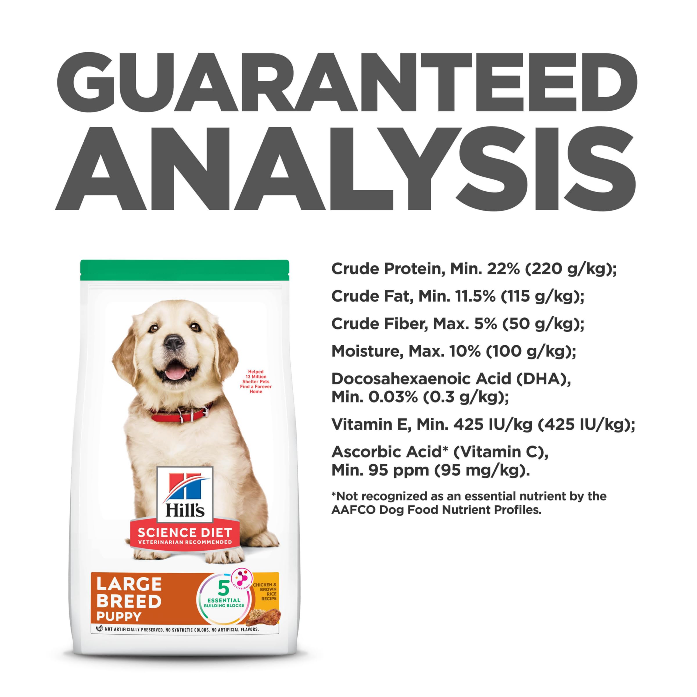 Hills Science Diet Large Breed Puppy Food, DHA to Support Healthy Development, Chicken & Brown Rice Dry Dog Food, 15.5 lb. Bag