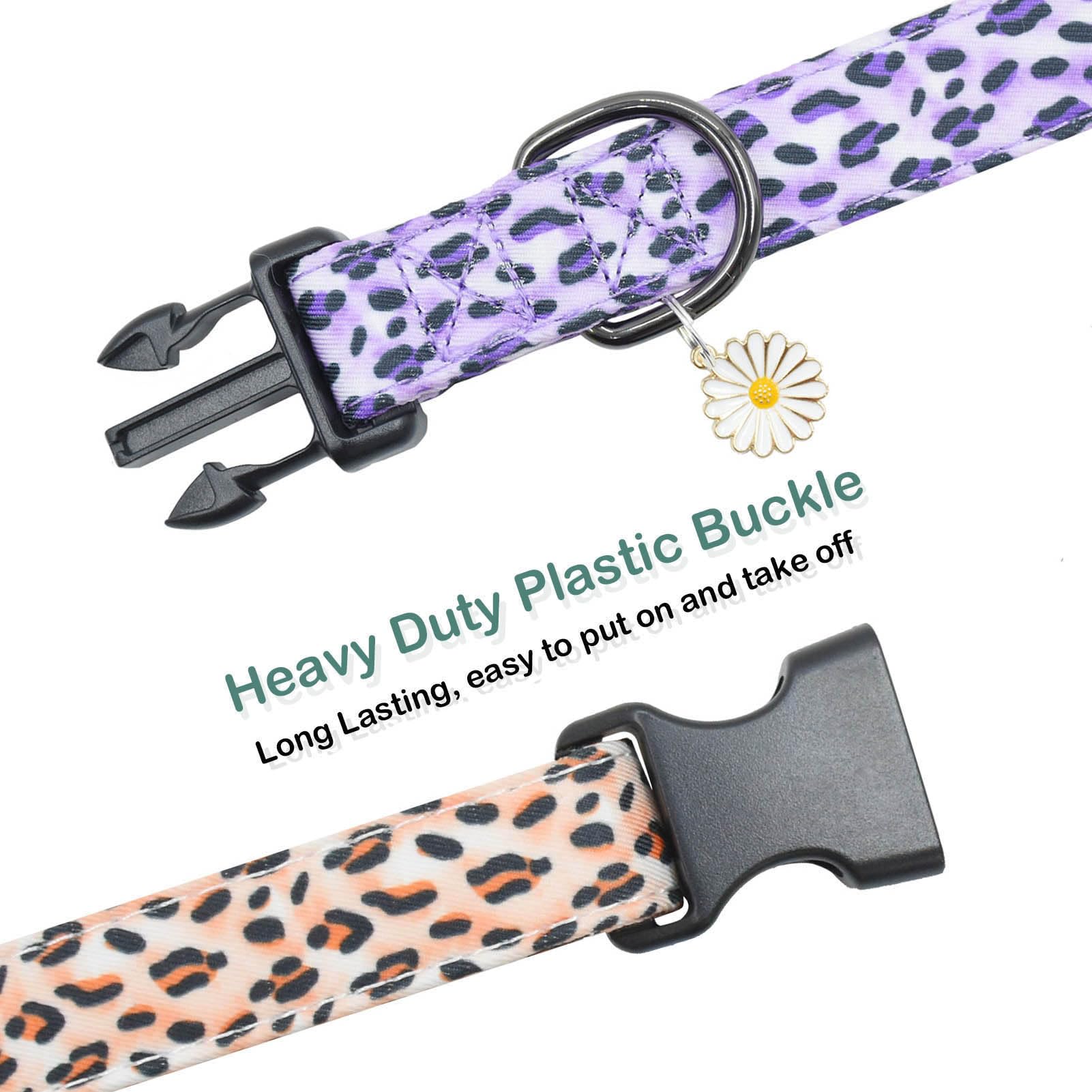 2 Pcs Cotton Dog Collar Soft Cute Flower -3 Sizes Soft Nylon Puppy Collar Adjustable For Girl Female Small Medium Large Dogs(04M