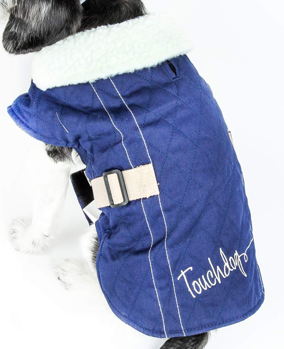 Touchdog 'Sherpa-Bark' Original Designer Fashion Pet Dog Coat Jacket, Small, Royal Blue