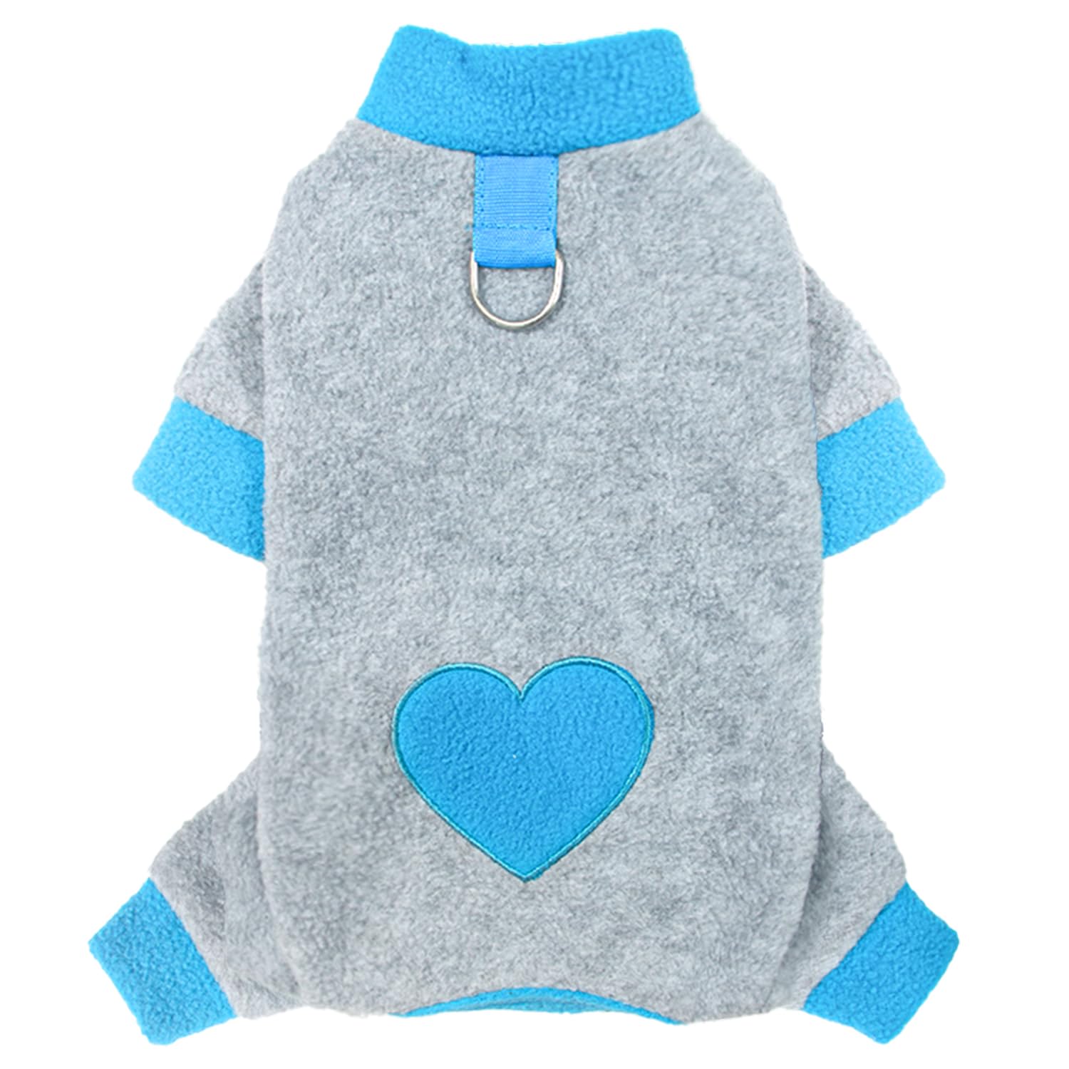Dog Sweater Fleece Dog Pajamas For Small Dogs, Winter Warm Puppy Clothes Cute Dog Pjs Pink Purple Love Pattern Dog Pajamas (X-Sm