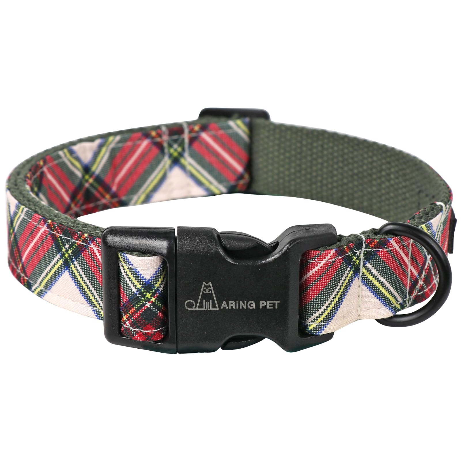 Aring Pet Christmas Dog Collar Cute Plaid Dog Collar, Cotton Lightweight Christmas Small Dog Collars Puppy Collar For Small Medium Large Dogs
